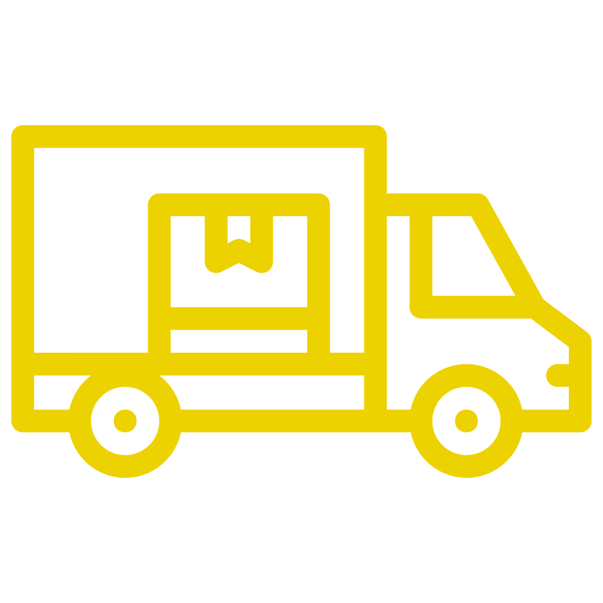 Icon of a delivery truck with a package symbol.