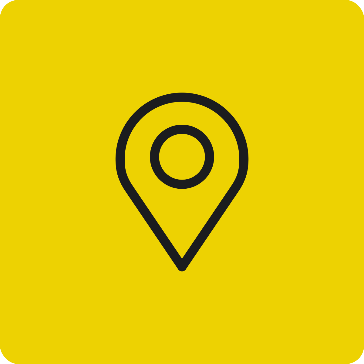 Map marker icon on a yellow background