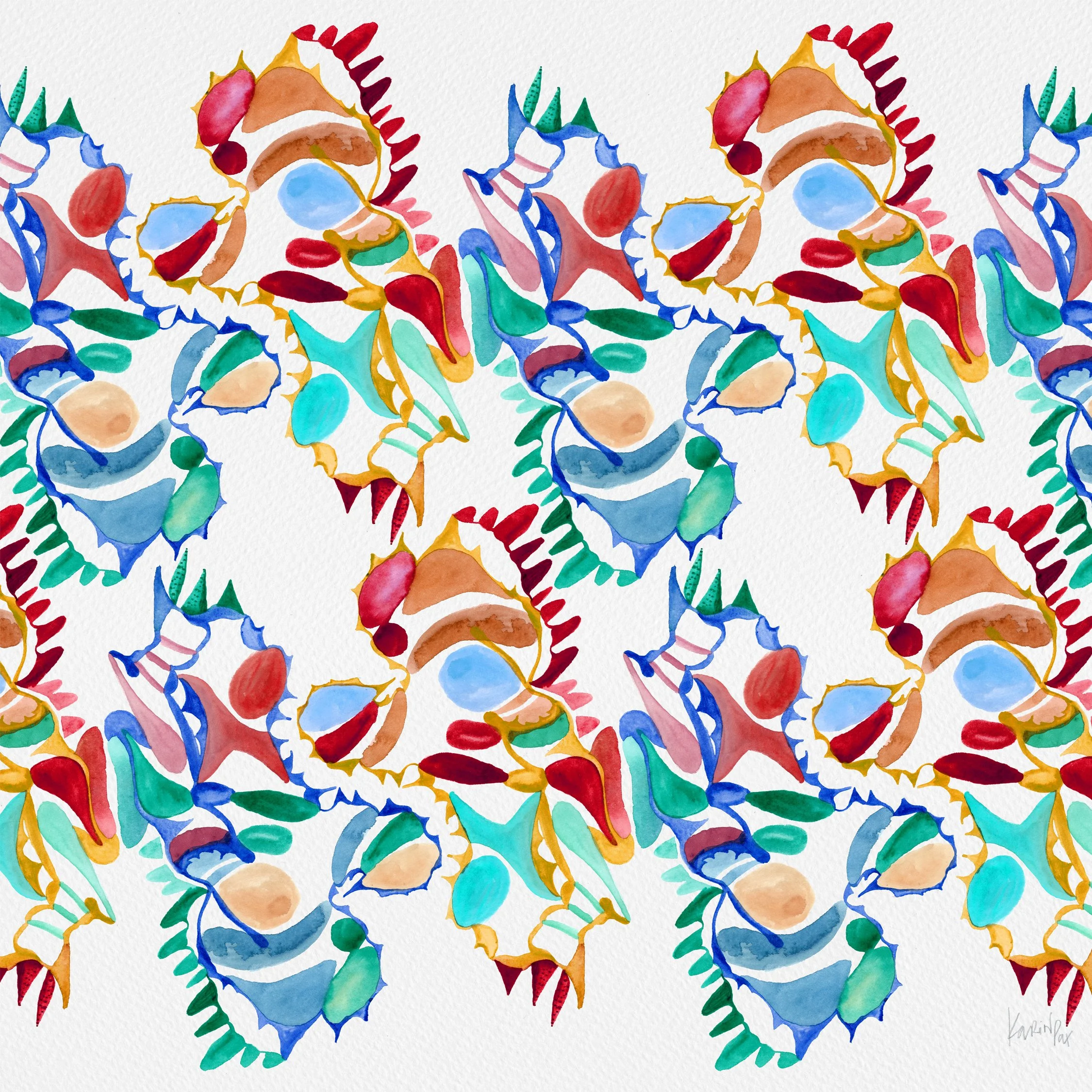 Hyperarousal by Karina Da Paixao Teixeira — original watercolour painting showing interlocking abstract forms in vivid colour, part of the Reframe Within Reflections series