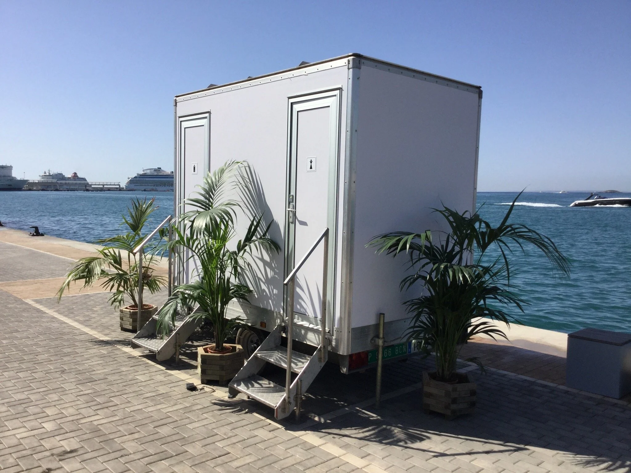 Portable luxury toilets in Ibiza Marina