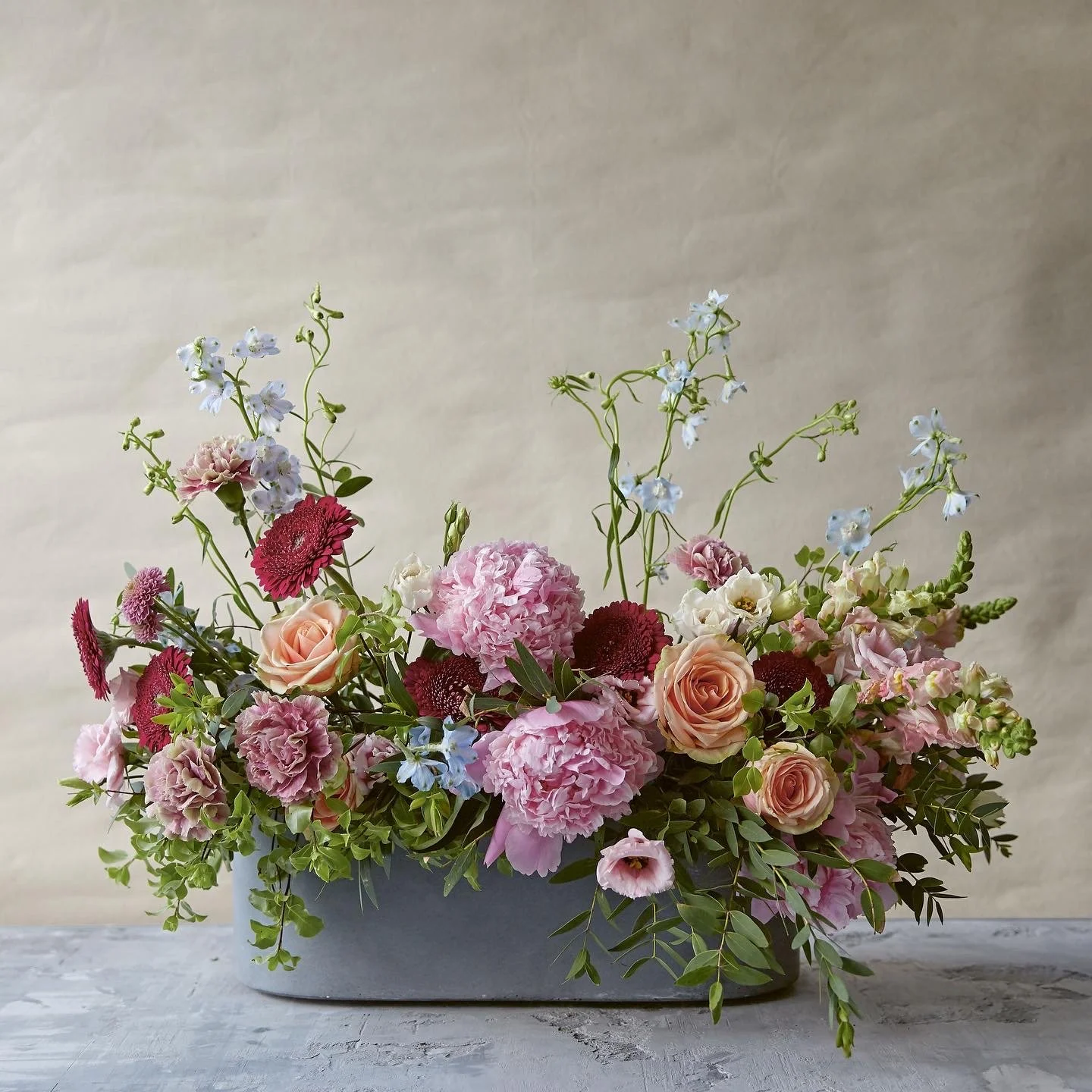 Long and low floral arrangement tutorial for a table