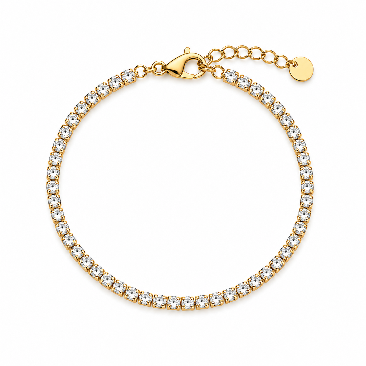 Gold Tennis Chain Bracelet.