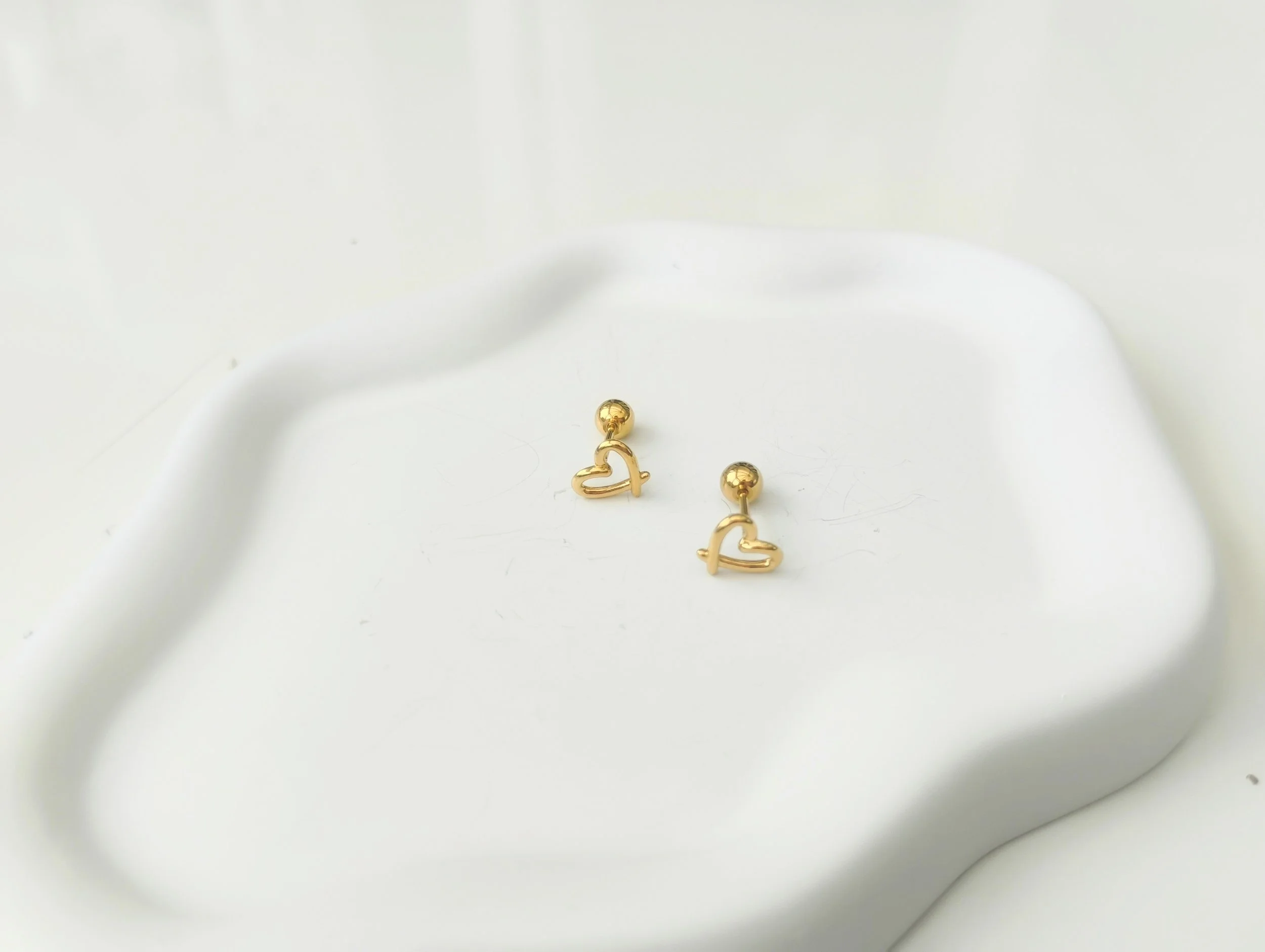 Heart PVD 18K Real Gold Plated 304 Stainless Steel Waterproof Non Tarnish Earrings