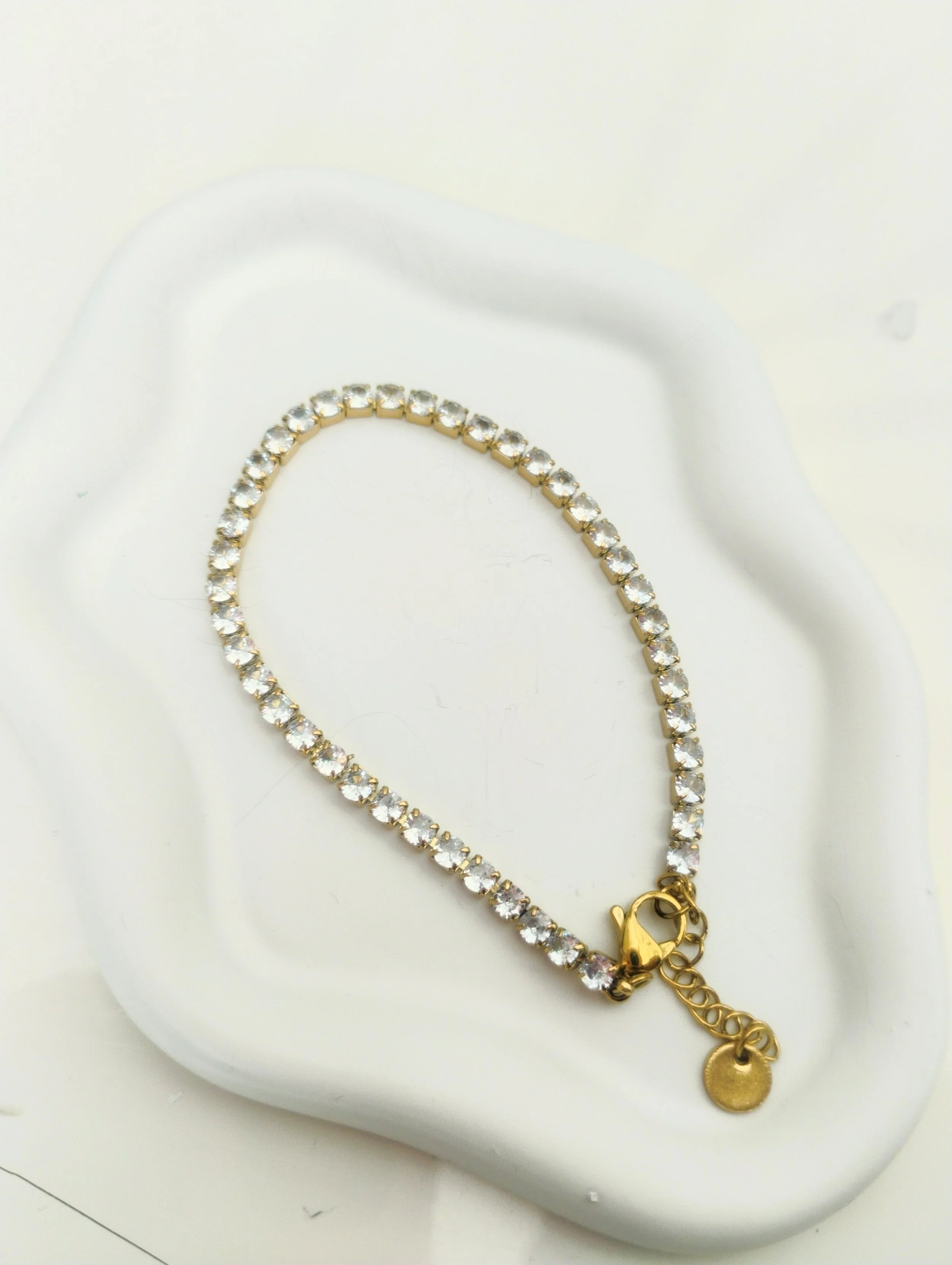 304 Stainless Steel Zircon Tennis Chain Bracelet.