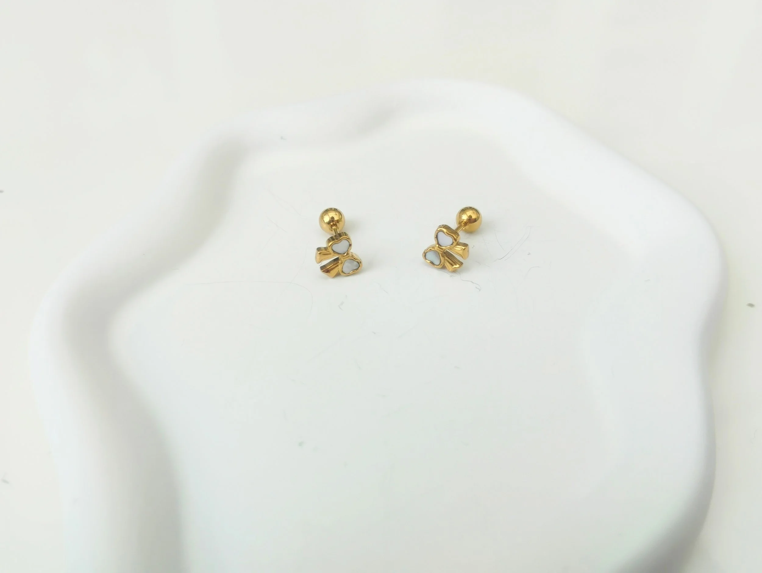 304 Stainless Steel PVD 18K Real Gold Plated Waterproof Non Tarnish Bow Earrings