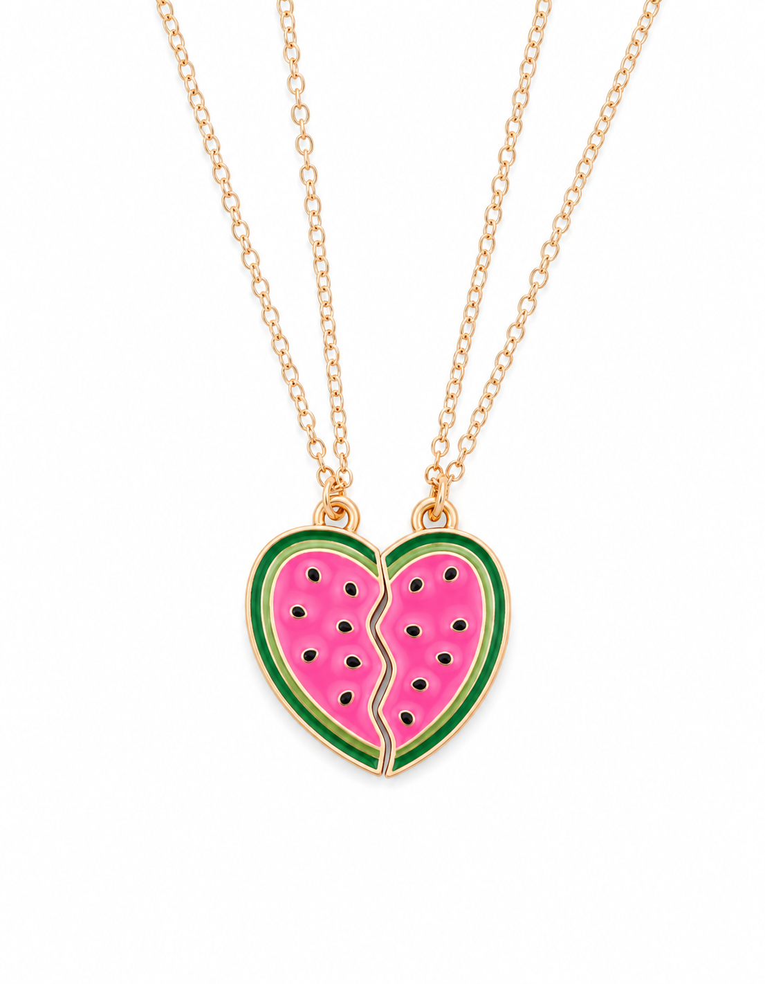 Heart Shaped Mosaic Alloy Watermelon Bestie Necklace.