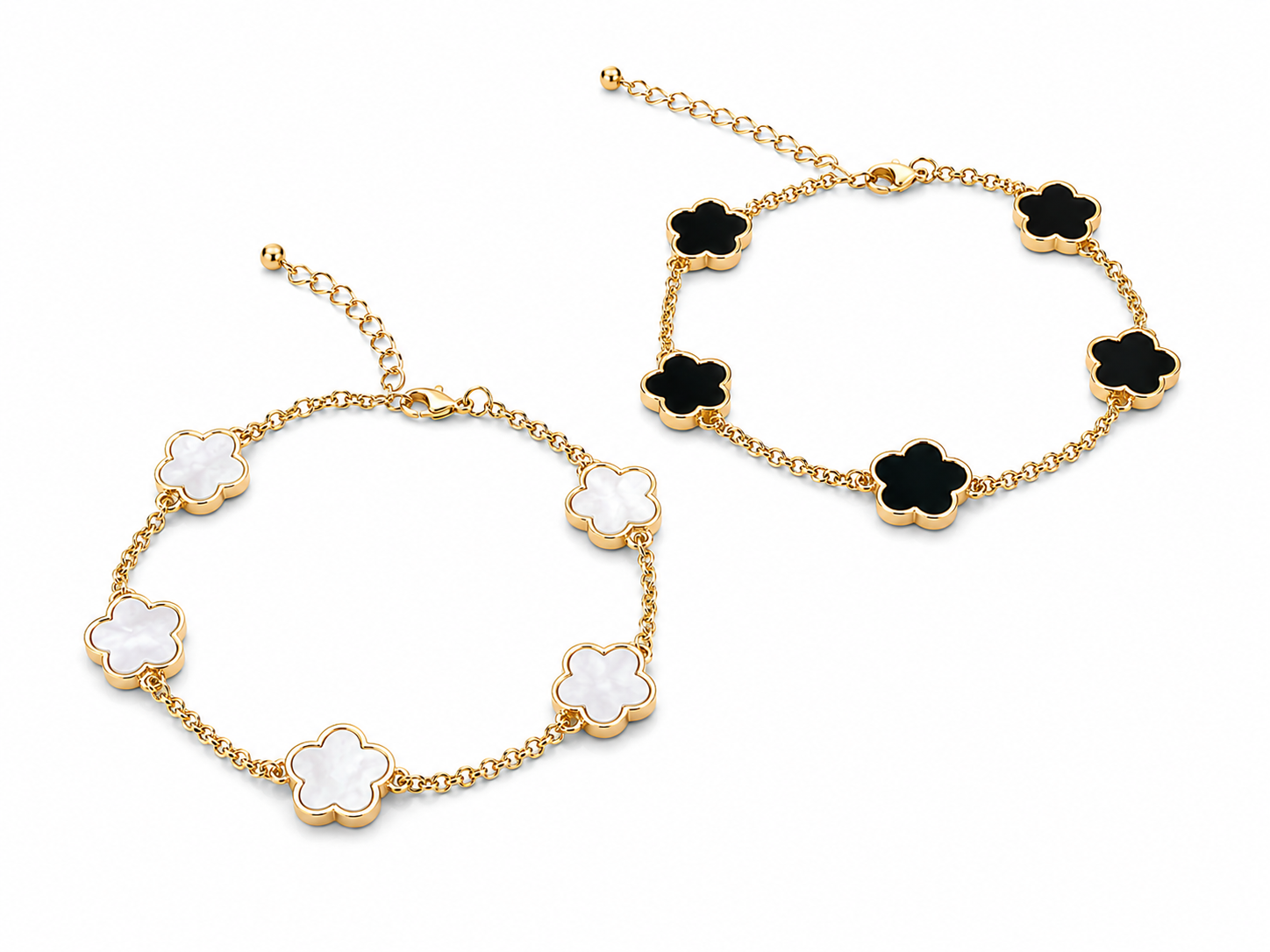 Gold Flower 2pcs Black/white Bracelet.