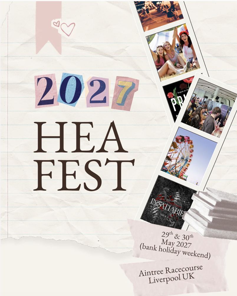 A poster for HEA Fest 2027, held on May 29-30 at Aintree Racecourse in Liverpool UK, with photos of festival activities and events including a ferris wheel and groups of young people enjoying a festival.