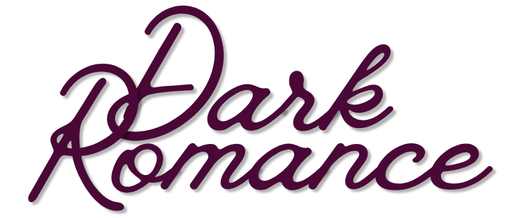The words 'Dark Romance' written in purple cursive font on a black background.