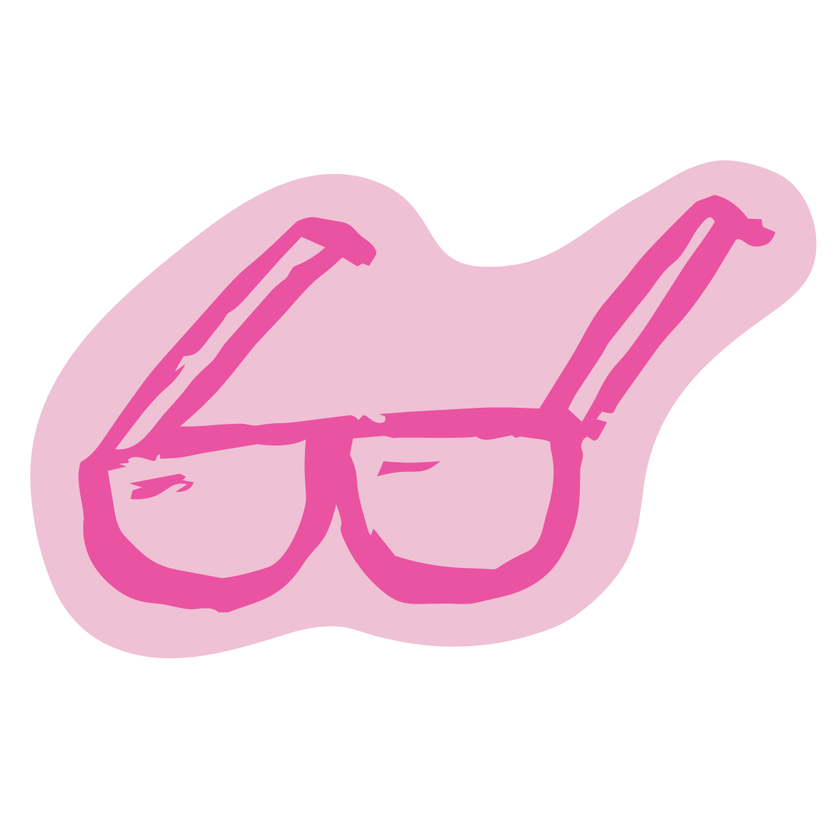 Pink line drawing of eyeglasses on pink background