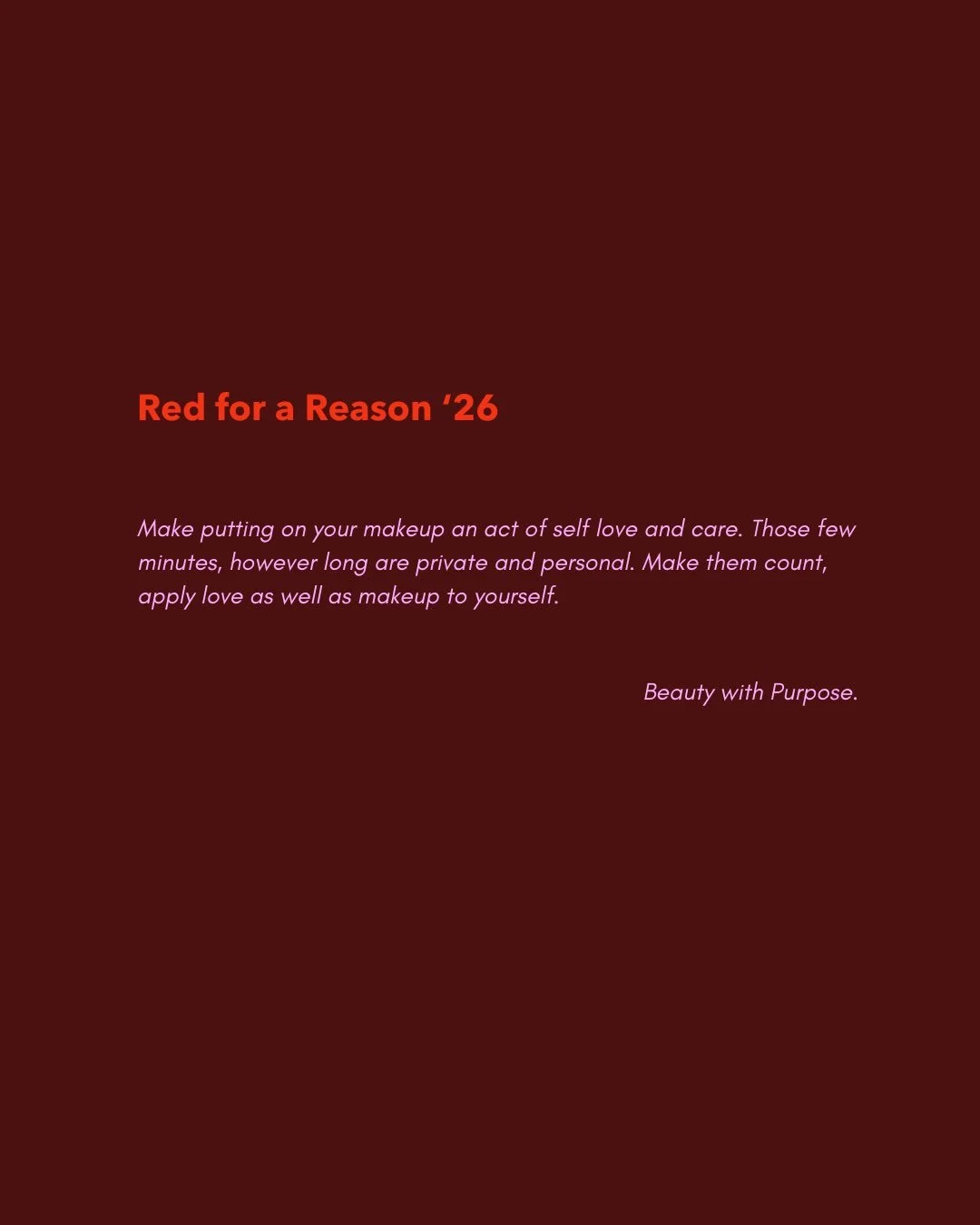 Applying your makeup is deeply personal. Add it to your self care routine. 

Show your support, wear 💄with me 📸 tag @redforareasonofficial. 
Donate, learn more 👉link in bio.

Red for a Reason is a movement that raises Awareness and funds for women