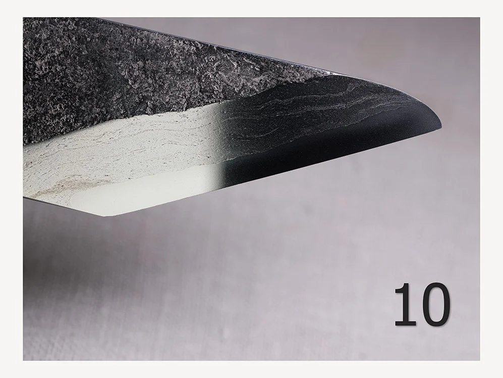 Swatch 10 — kasumi finish left by KREAM Detail on the reference blade