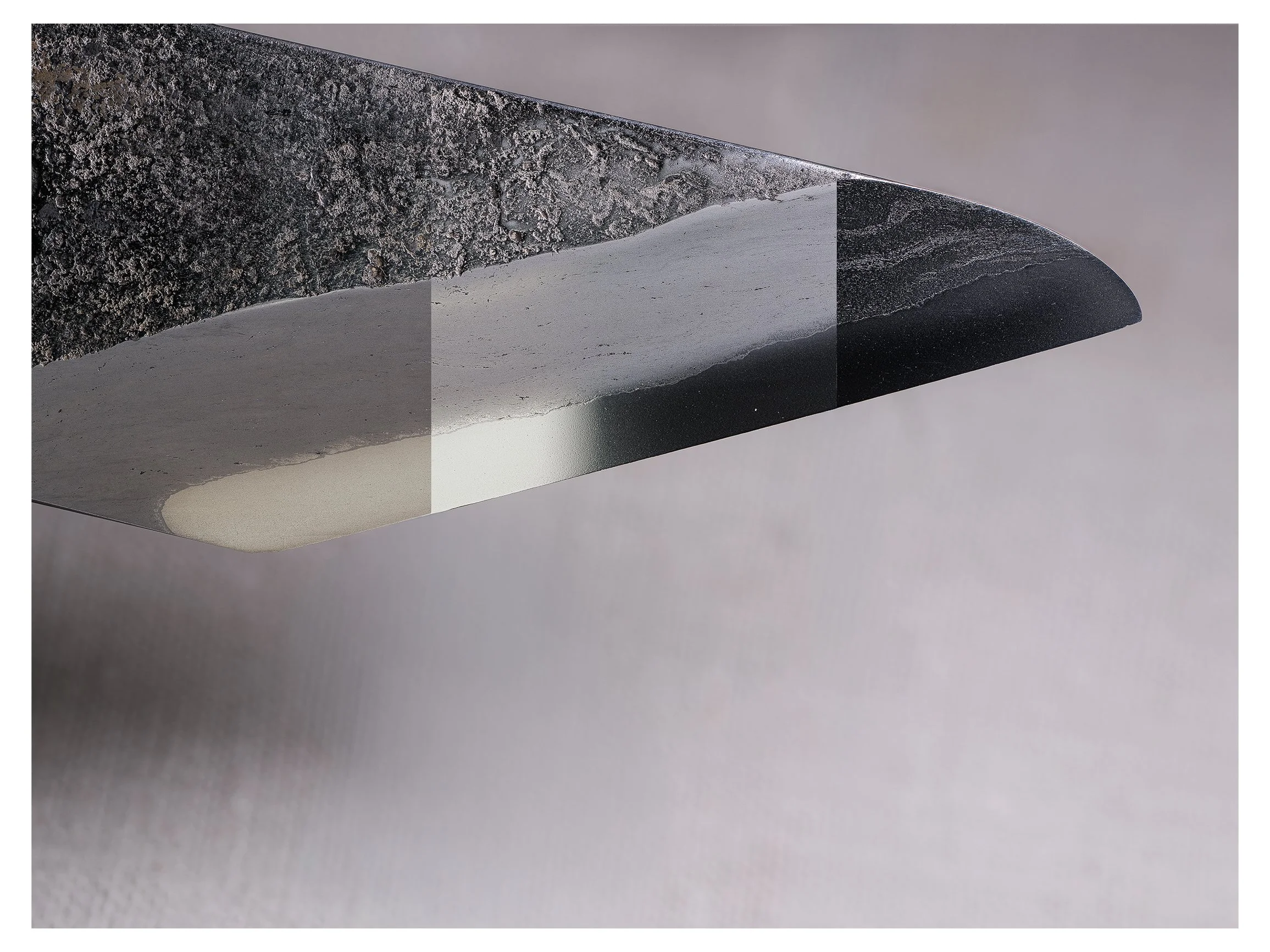 Triptych: the same blade after uchigumori, Haze finger stones and KREAM