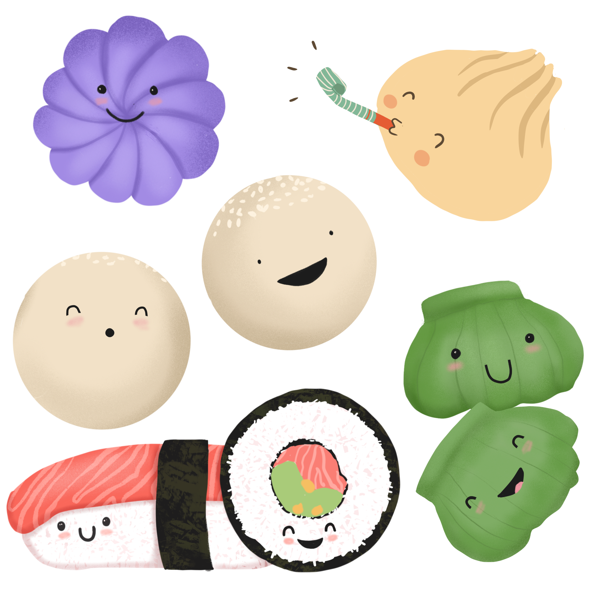 dumplings and sushi