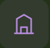 Outline of a house icon with a door and roof in purple.