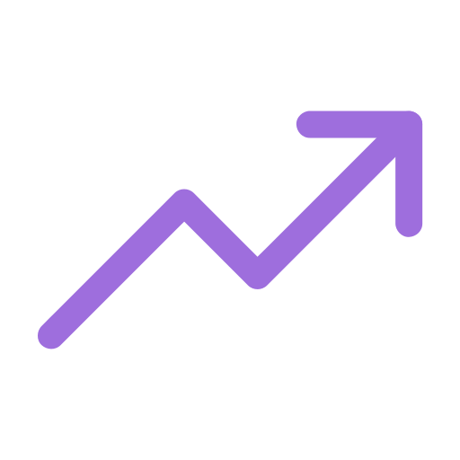 Purple upward trending arrow representing growth or increase.