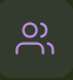 A simple icon of two abstract human figures, one larger and one smaller, depicted in purple on a dark background, representing a user or a group.