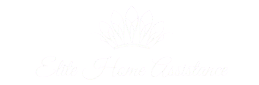 Logo with a crown design and the text 'Elite Home Assistance' in elegant script font.