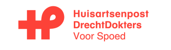 Logo met een rood kruis en de tekst 'Huisartsenpost DrechtDokters Voor Spoed' in het Nederlands.