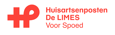 Logo van Huisartsenposten De Limes met rode tekst en symbool.