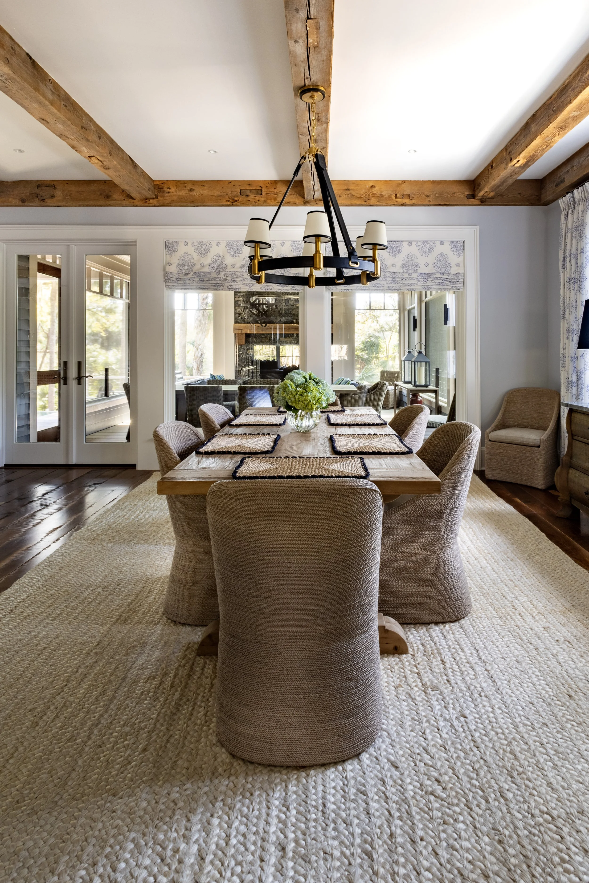 Coastal style dining room, Kiawah Island beach house