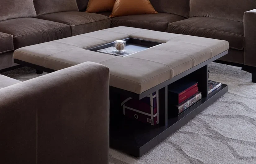 Bespoke ottoman coffee table Holland Green apartment  livingroom