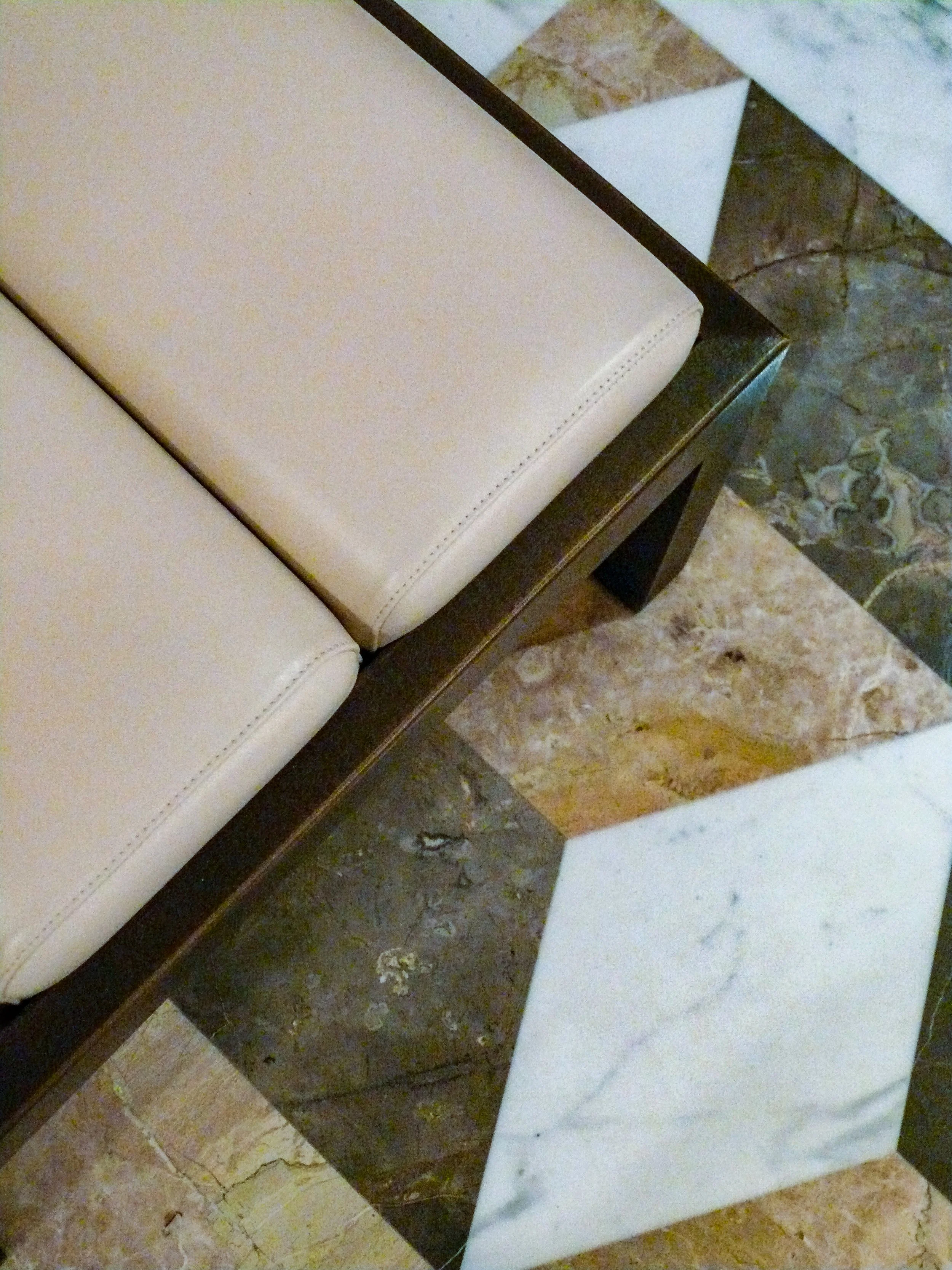 Bench detail, entrance hallway Gramercy Park apartment New York