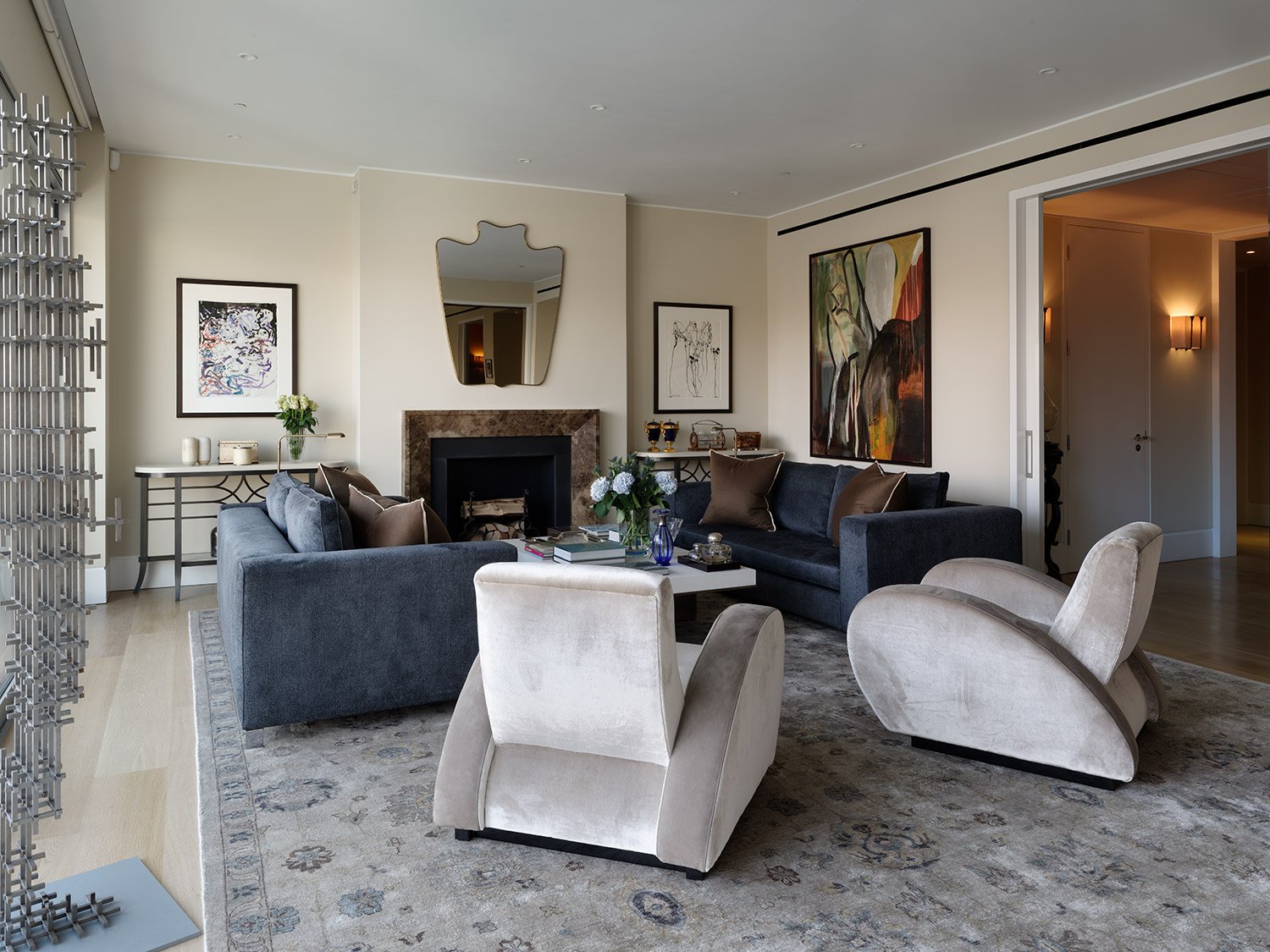 Formal drawing room interior, Holland Green apartment, Kensington London