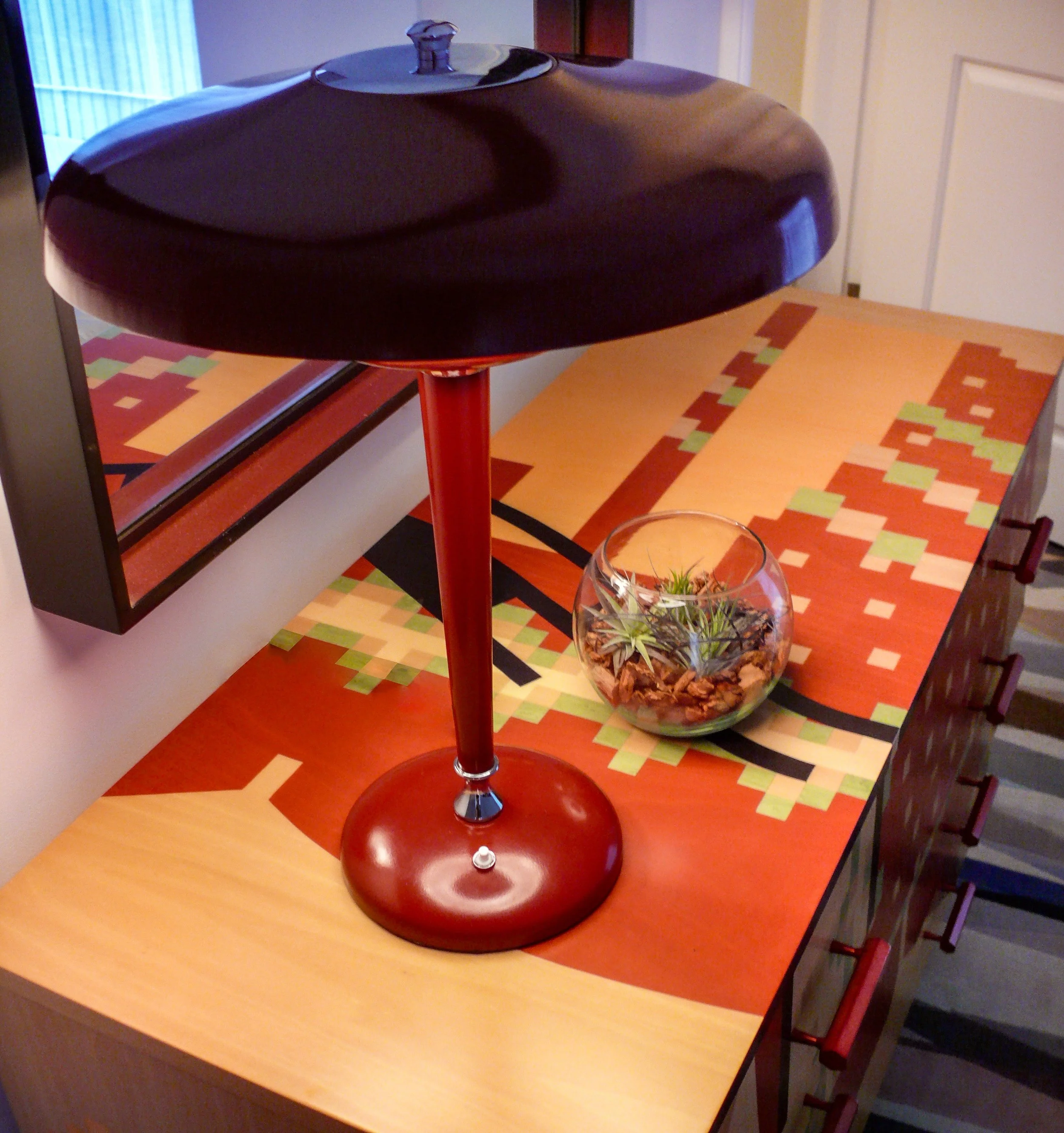 Retro lamp detail, bedroom Gramercy Park apartment New York