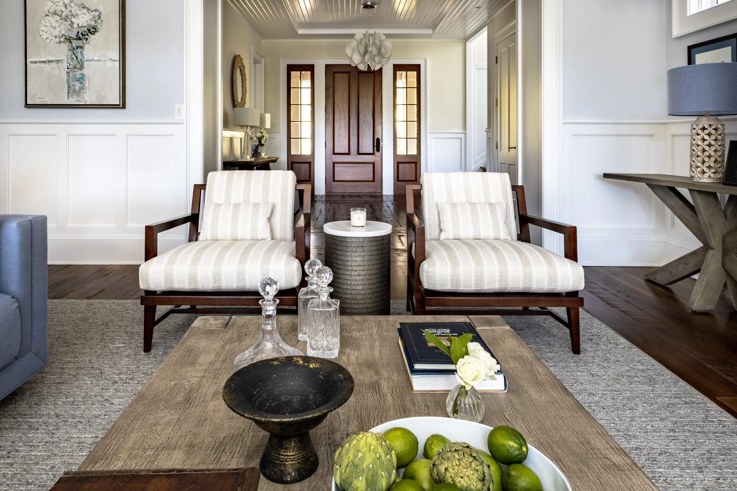 Living room interior of Kiawah Island beach house designed by Corbie