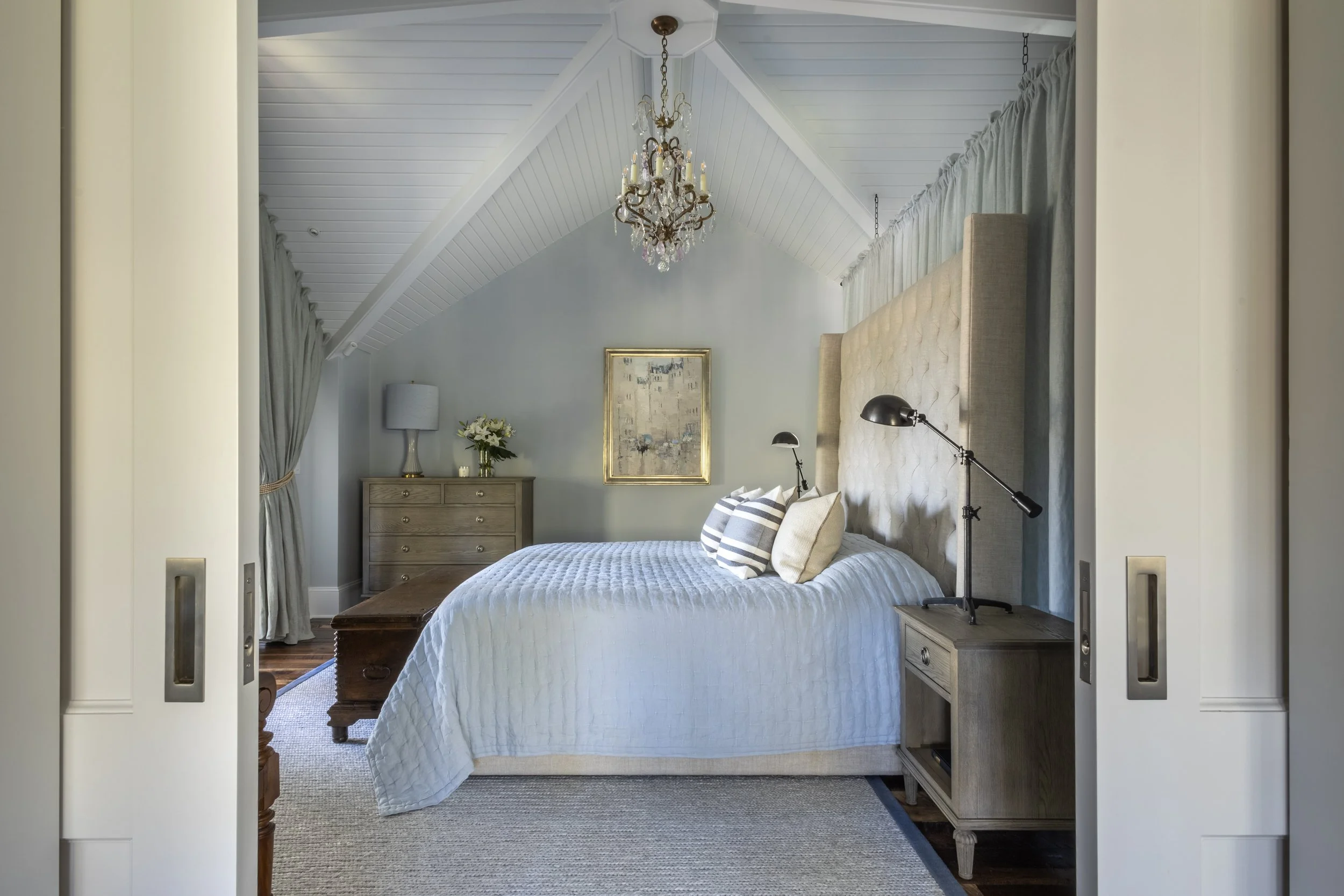 Master suite bedroom interior, Kiawah Island beach house