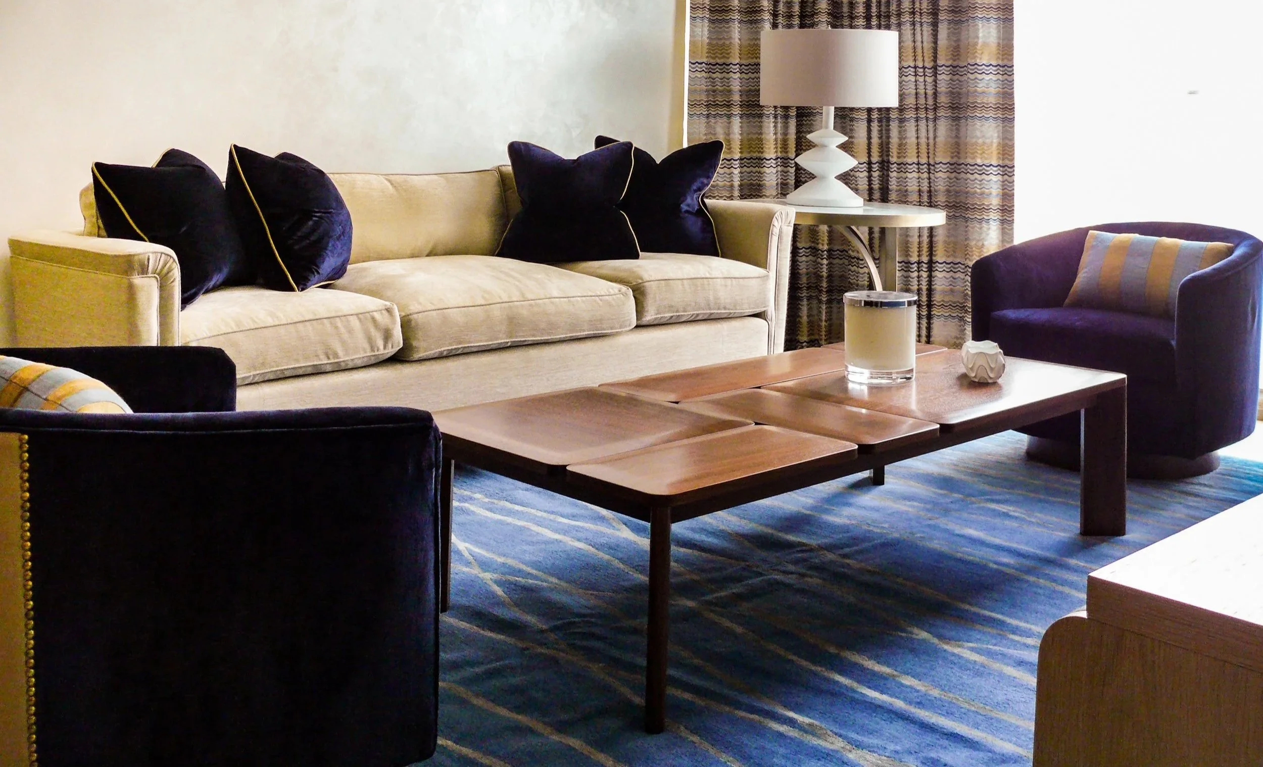Coffee table detail, living room Orchard apartment Singapore