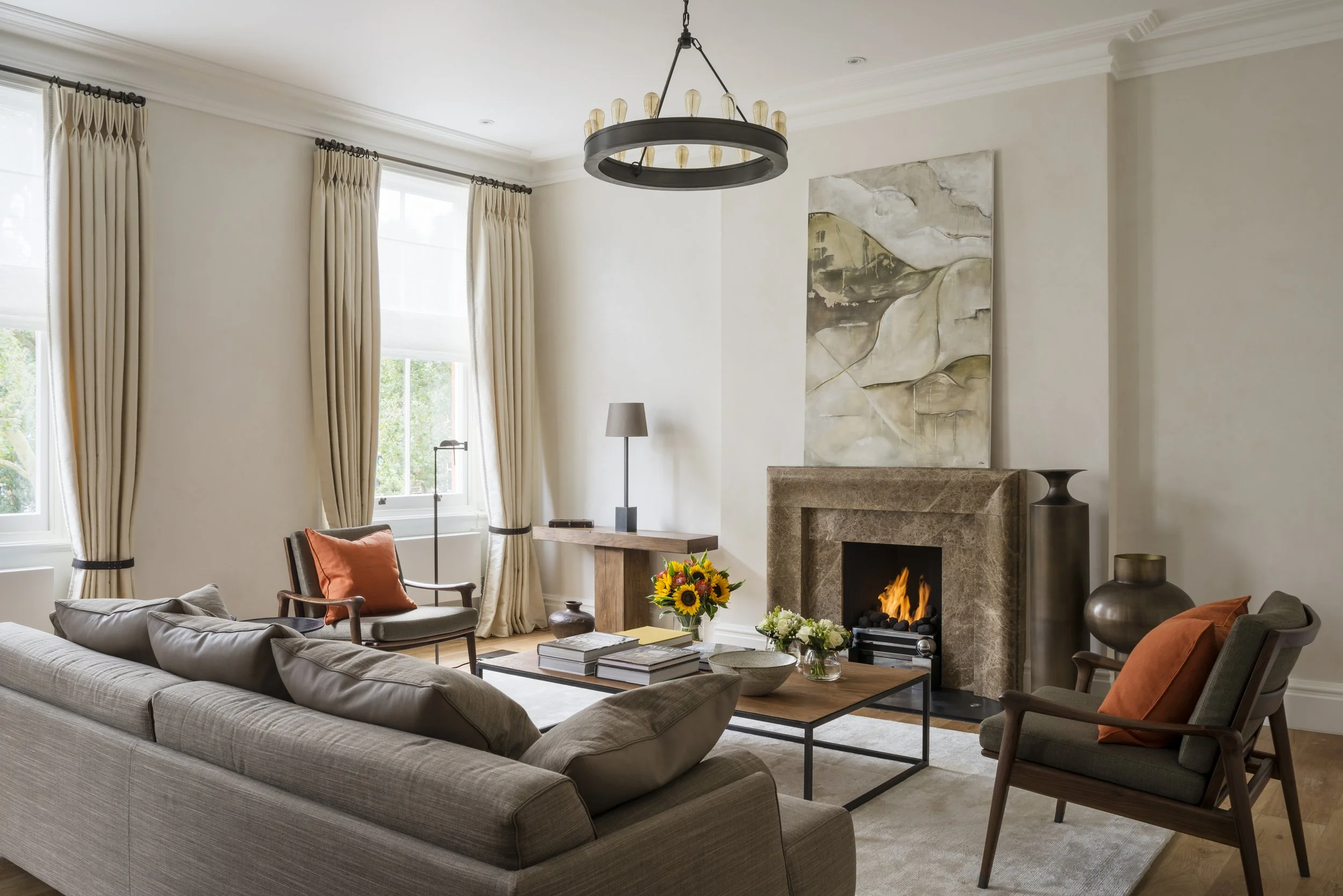 Living room interior, Lennox Gardens apartment Knightsbridge London