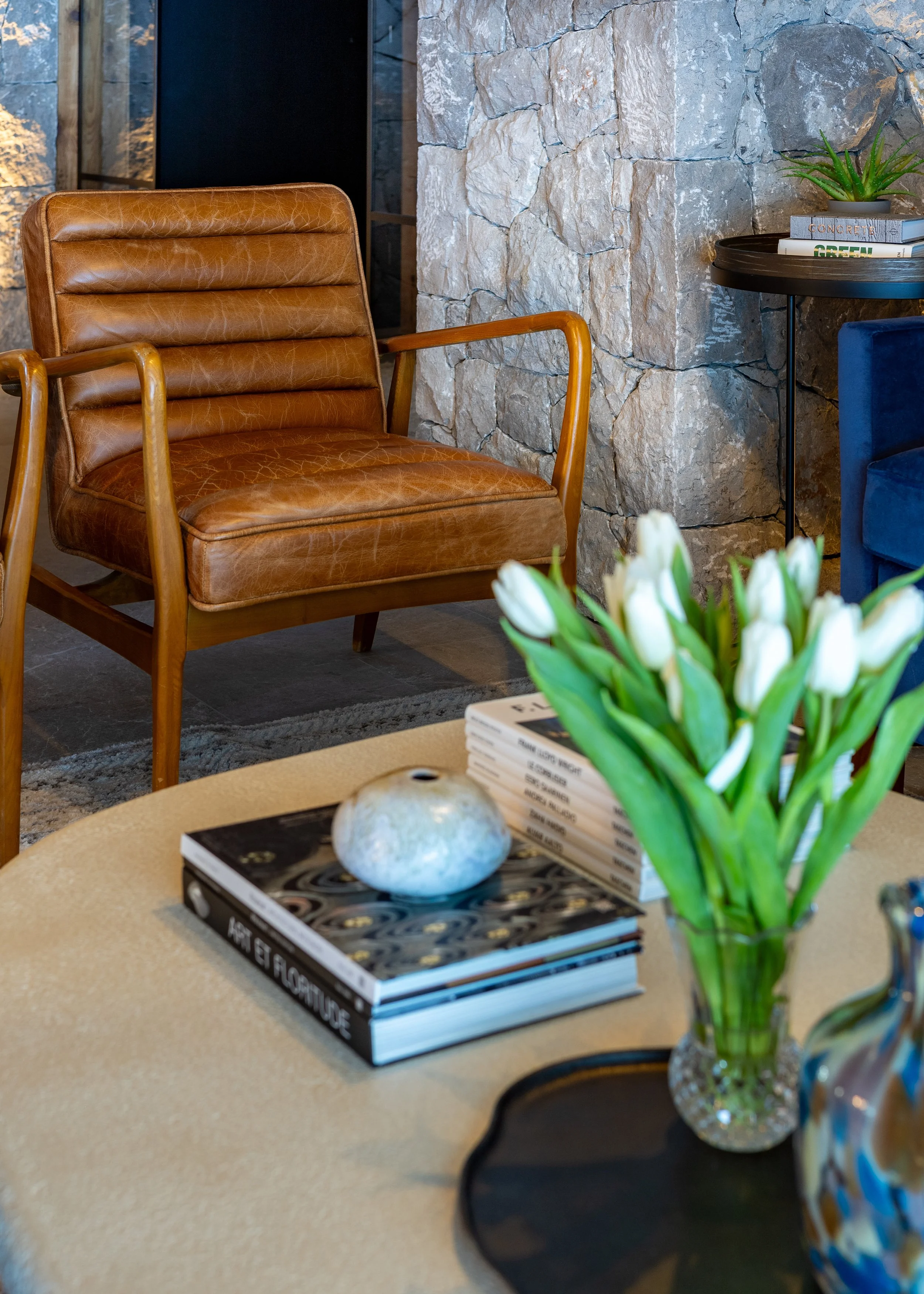 Coffee table detail, Julian Alps mountain chalet
