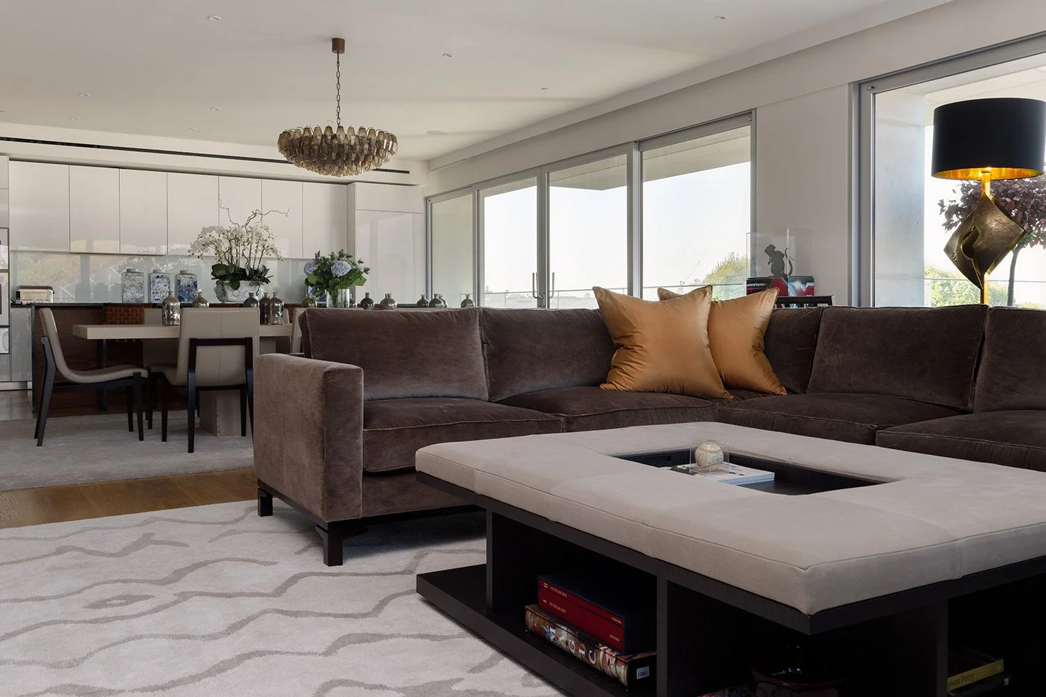 Ottoman coffee table living room Holland Green apartment