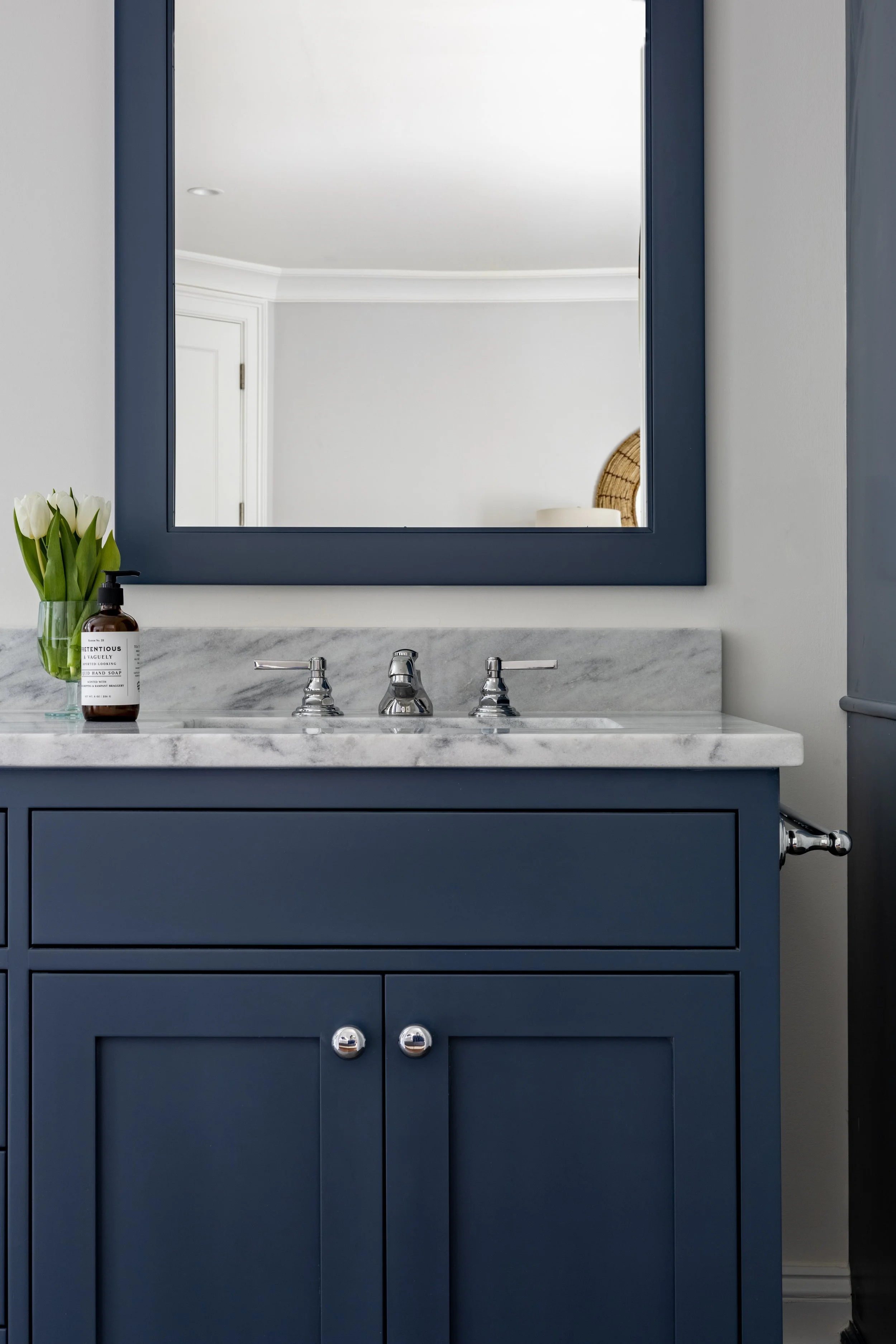 Academy blue bathroom vanity detail Kiawah Island South Carolina