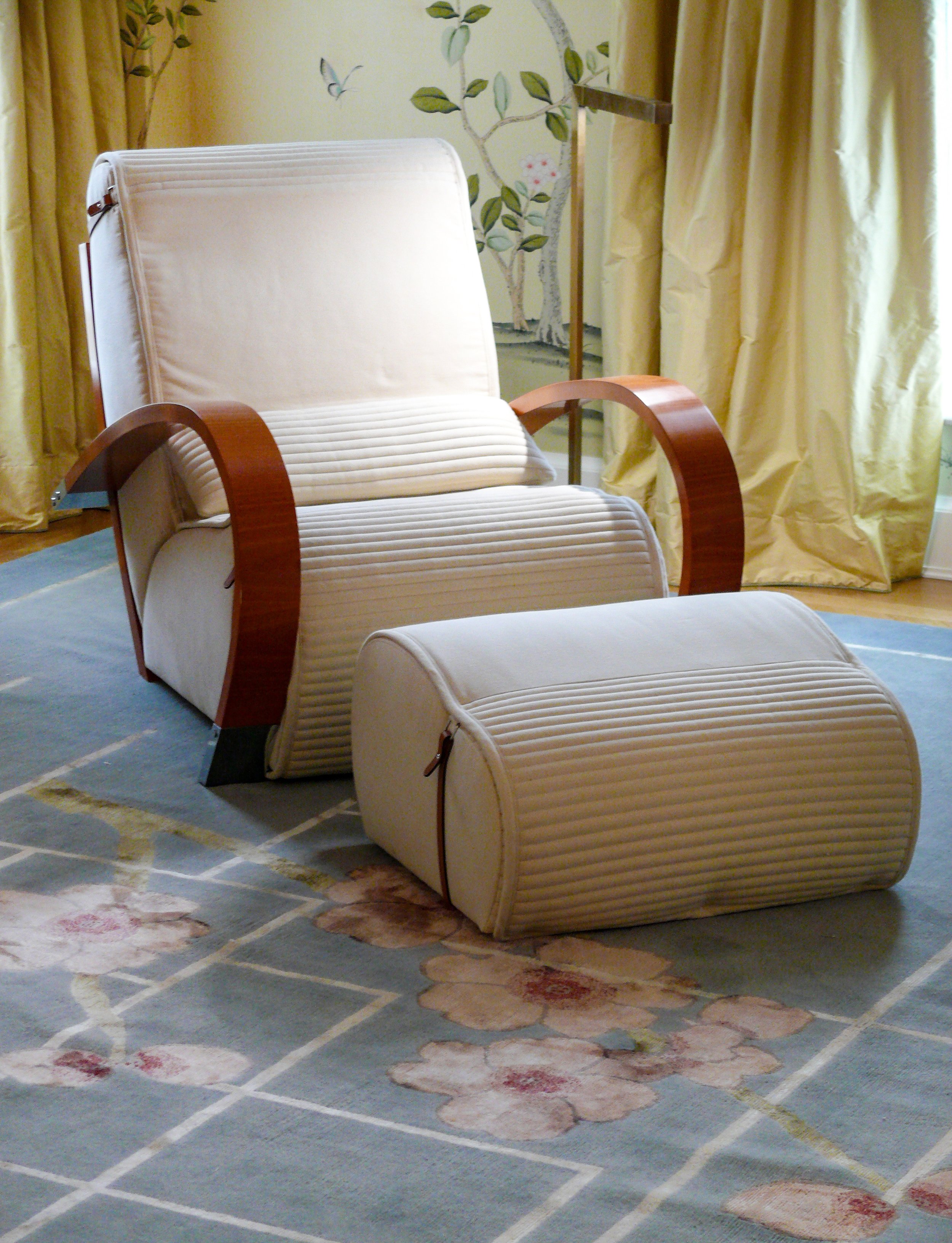 Tresserra armchair and foot stool detail, bedroom Gramercy Park apartment New York