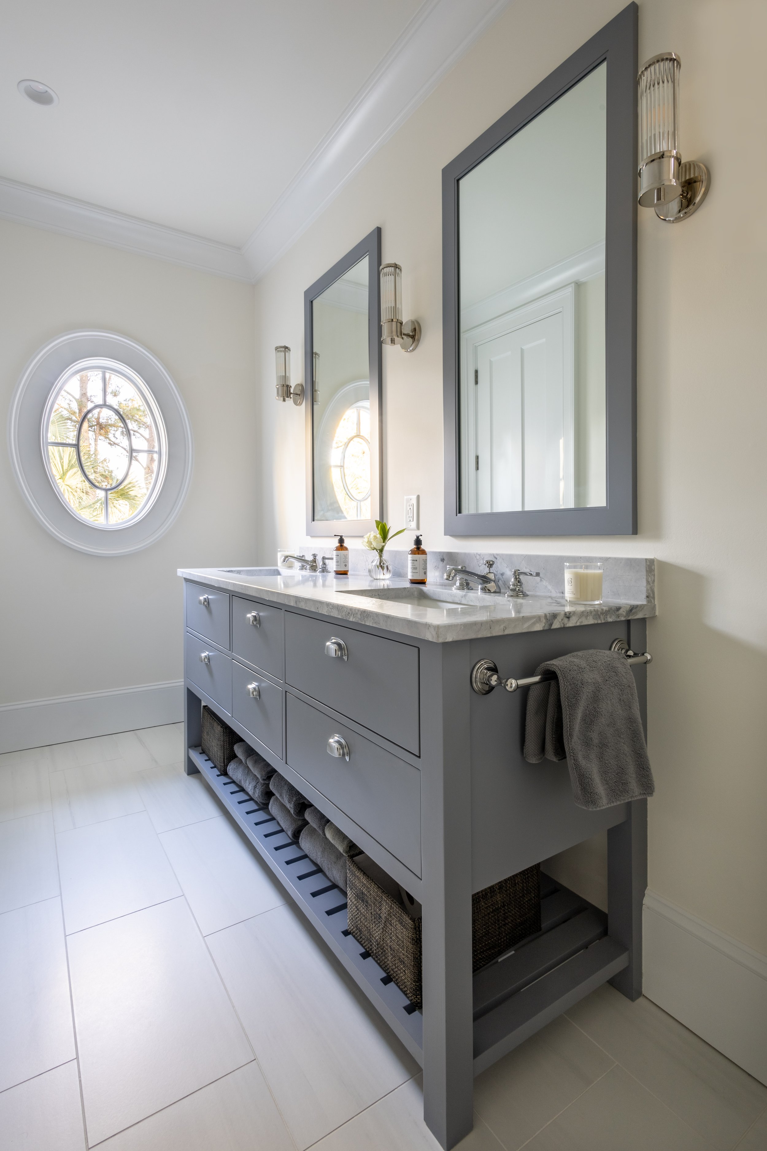 Storm grey bathroom vanity Kiawah Island South Carolina