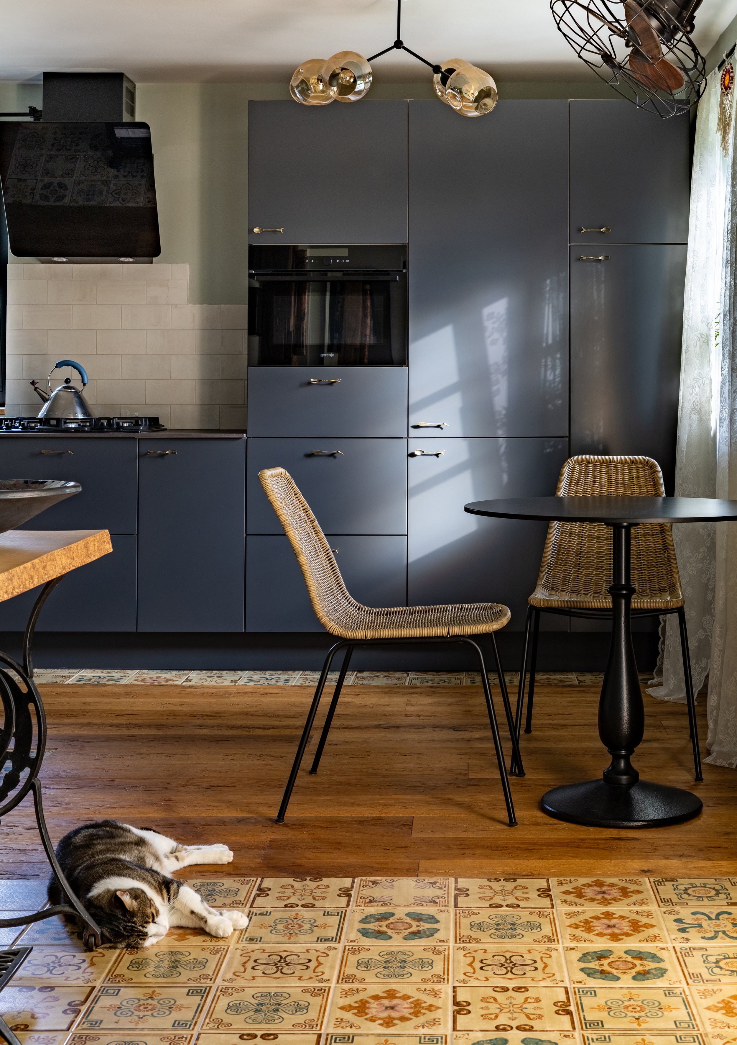 Bistro table and wicker chairs, kitchen, vineyard  cottage Slovenia