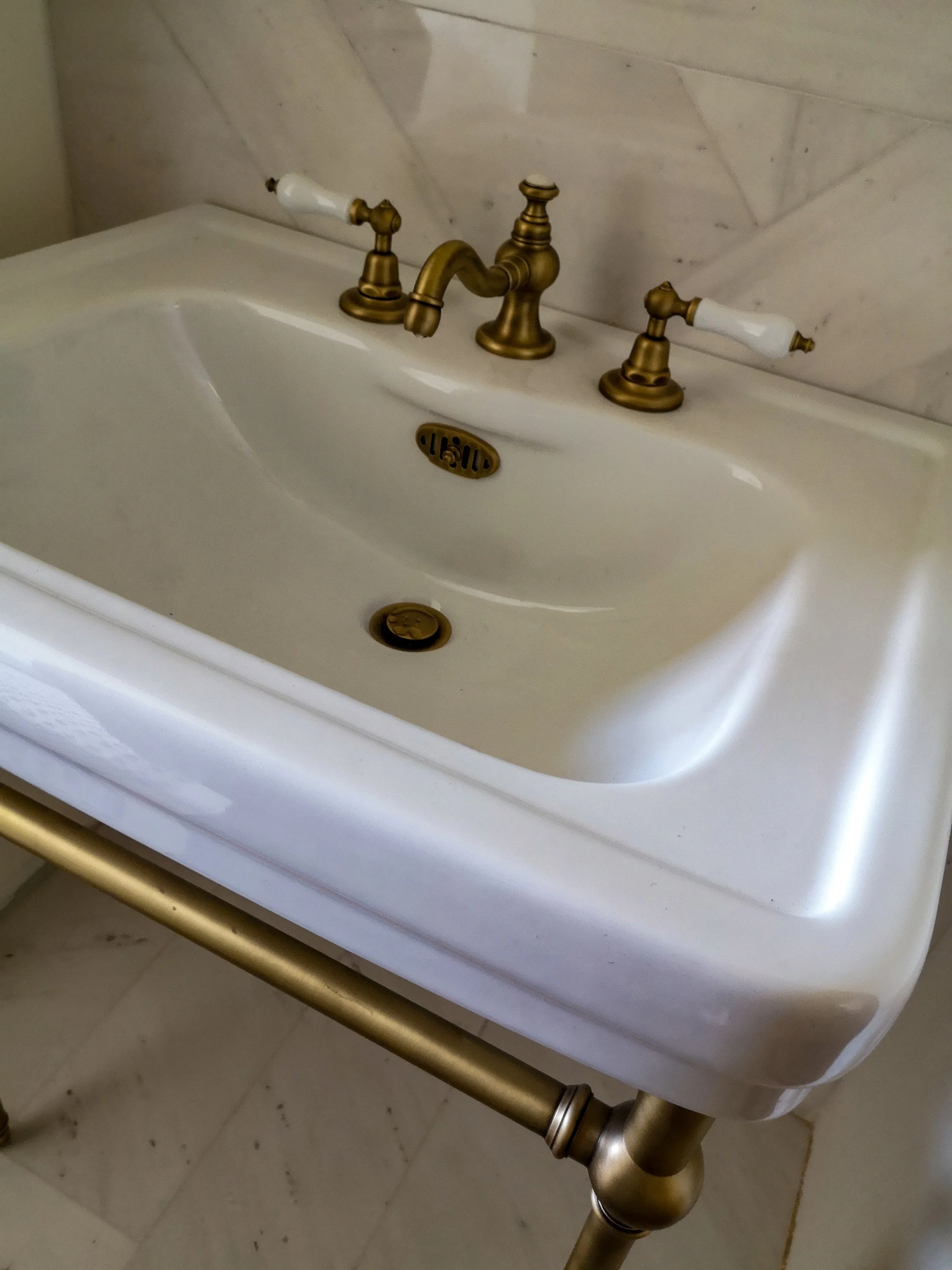 Luxury powder room basin detail. Bled residence Slovenia