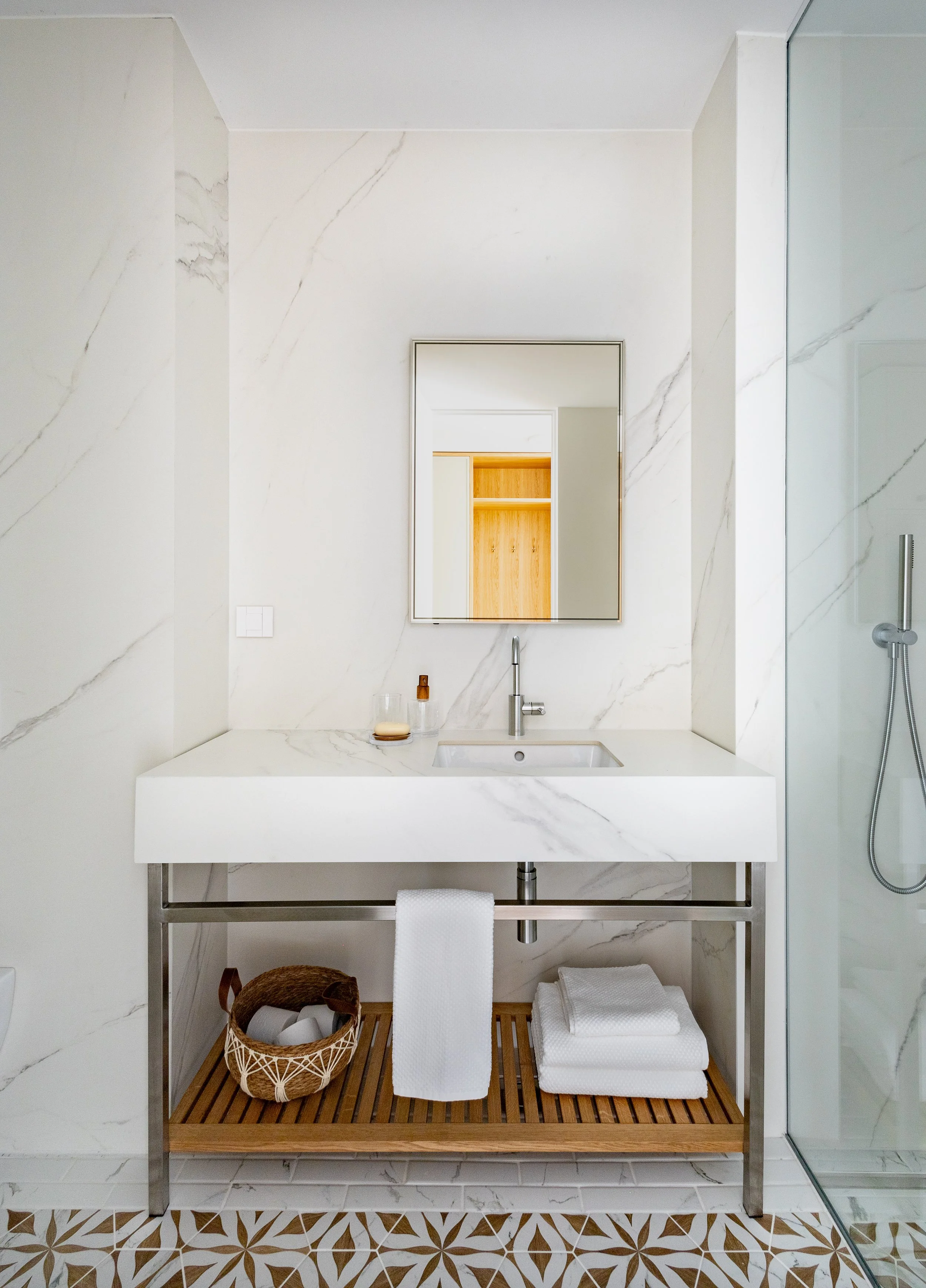 Marble and chrome vanity Ljubljana Bezigrad apartment
