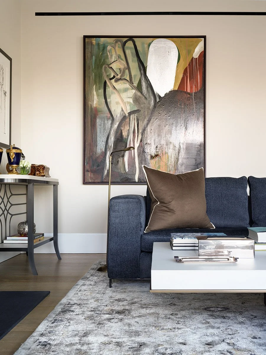 Drawing room detail with artwork, Holland Green apartment Kensington