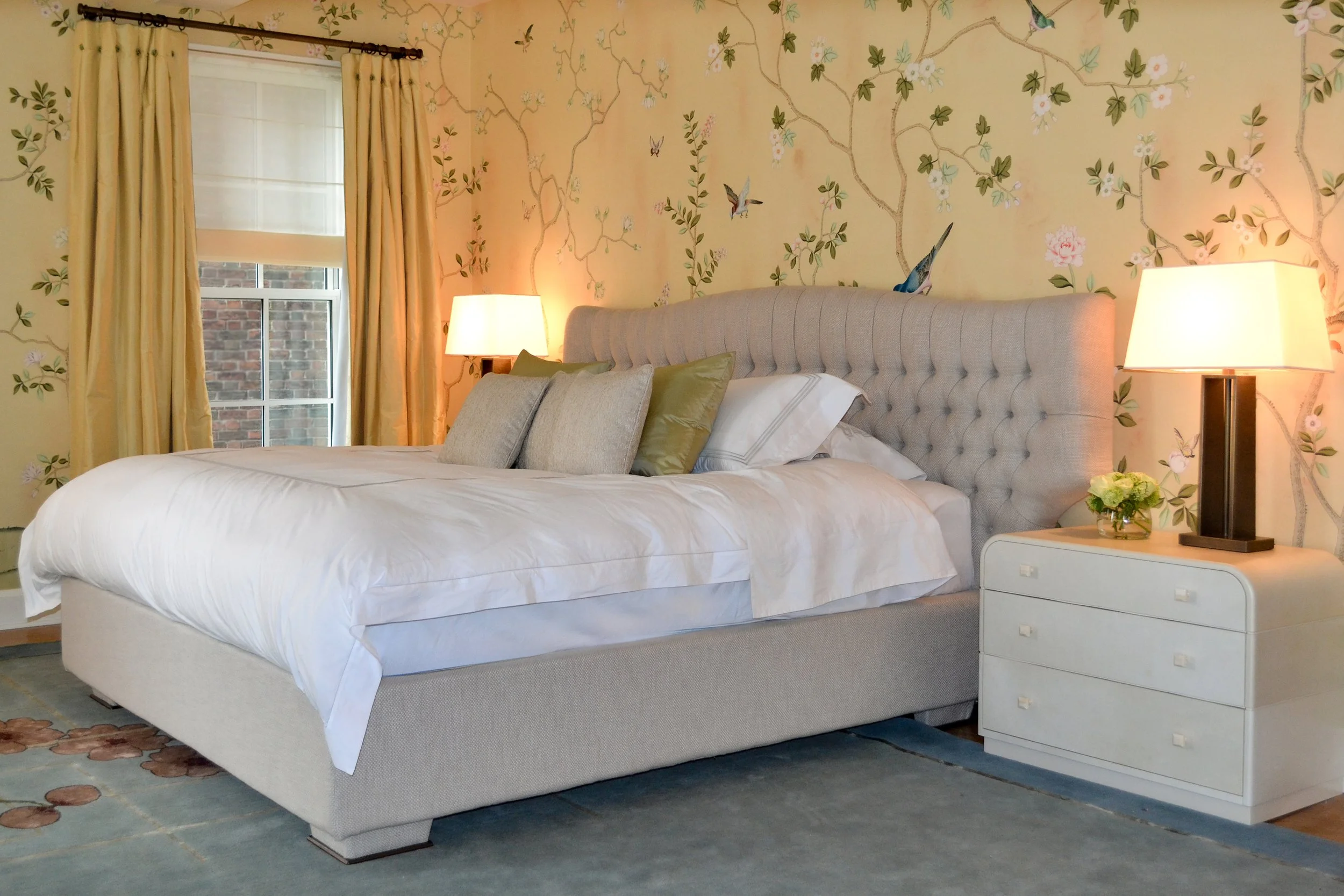 Tondelli upholstered Capitan bed, bedroom Gramercy Park apartment New York