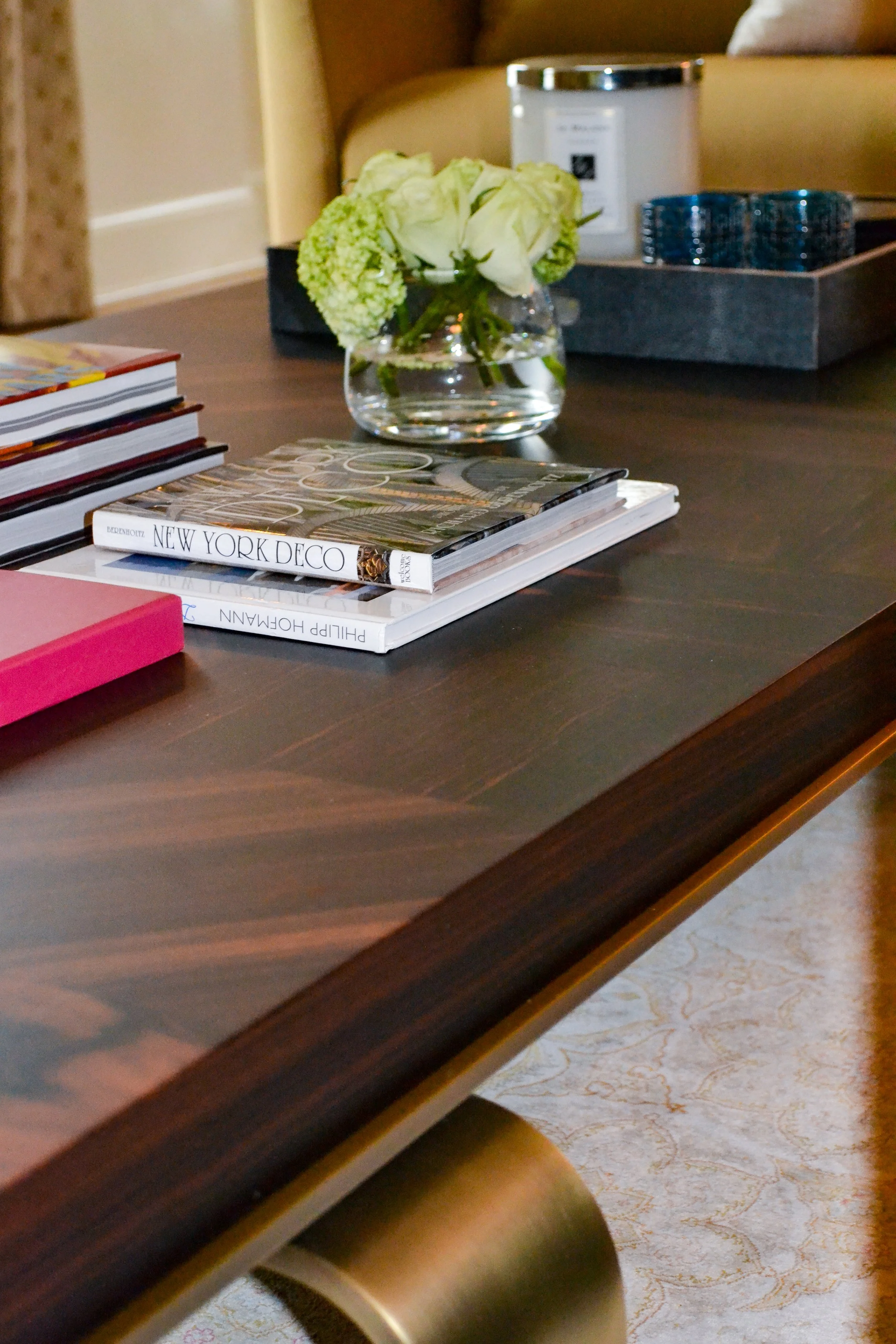 Coffee table detail, living room Gramercy Park apartment New York