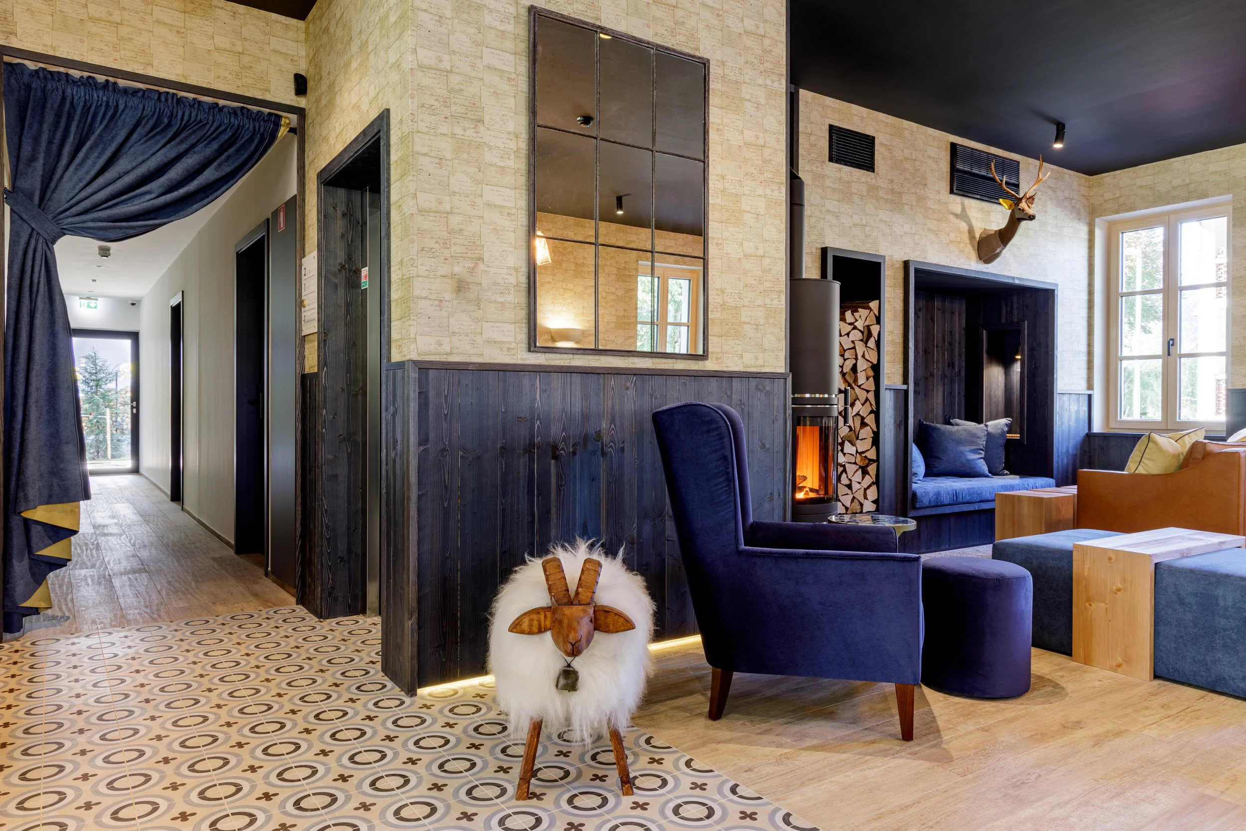 Fluffy mountain sheep reception Sunrose 7 boutique hotel Slovenia