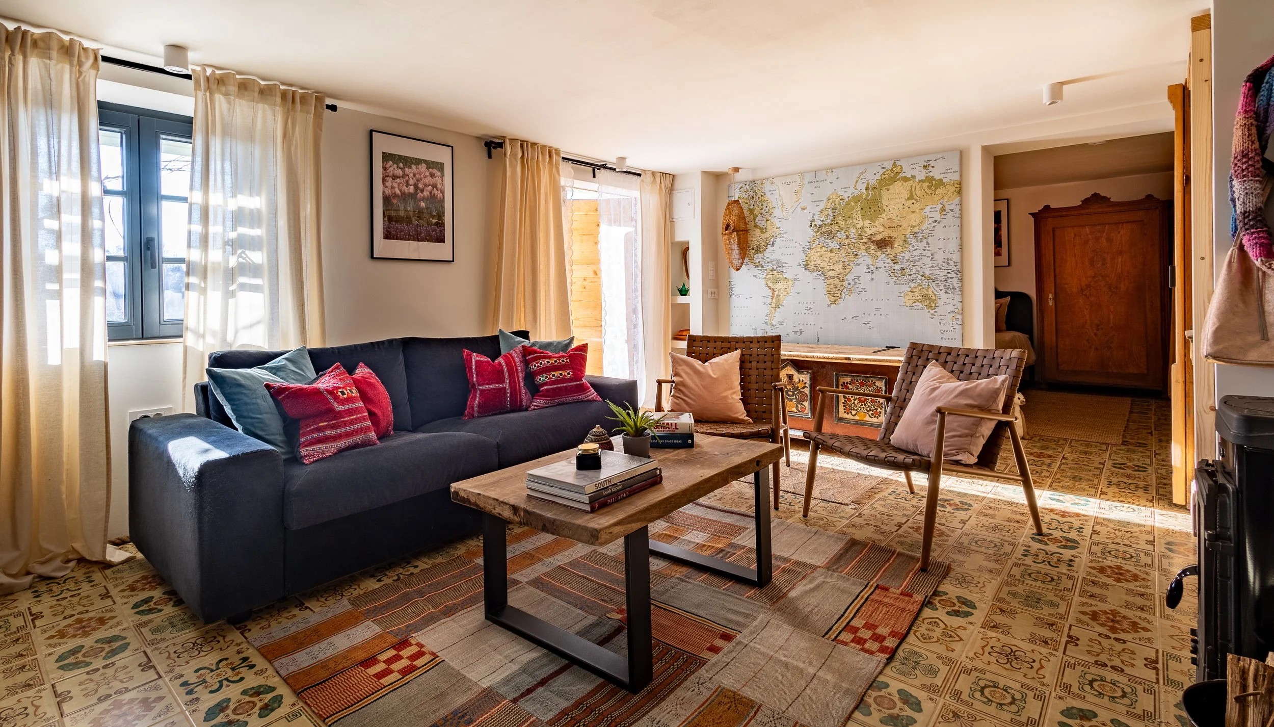 Living room interior, vineyard cottage Slovenia