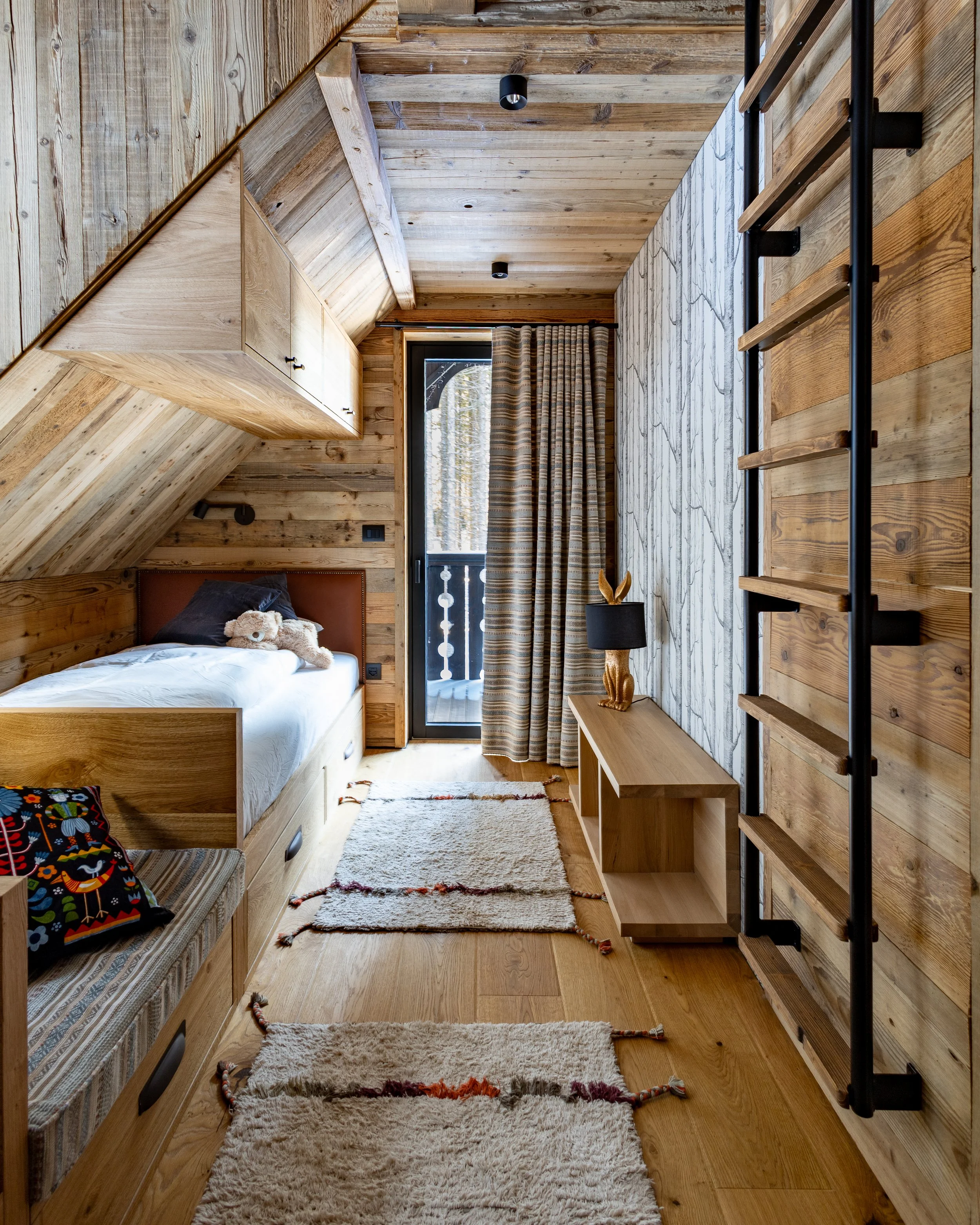 Teen bedroom interior design, mountain chalet Julian Alps