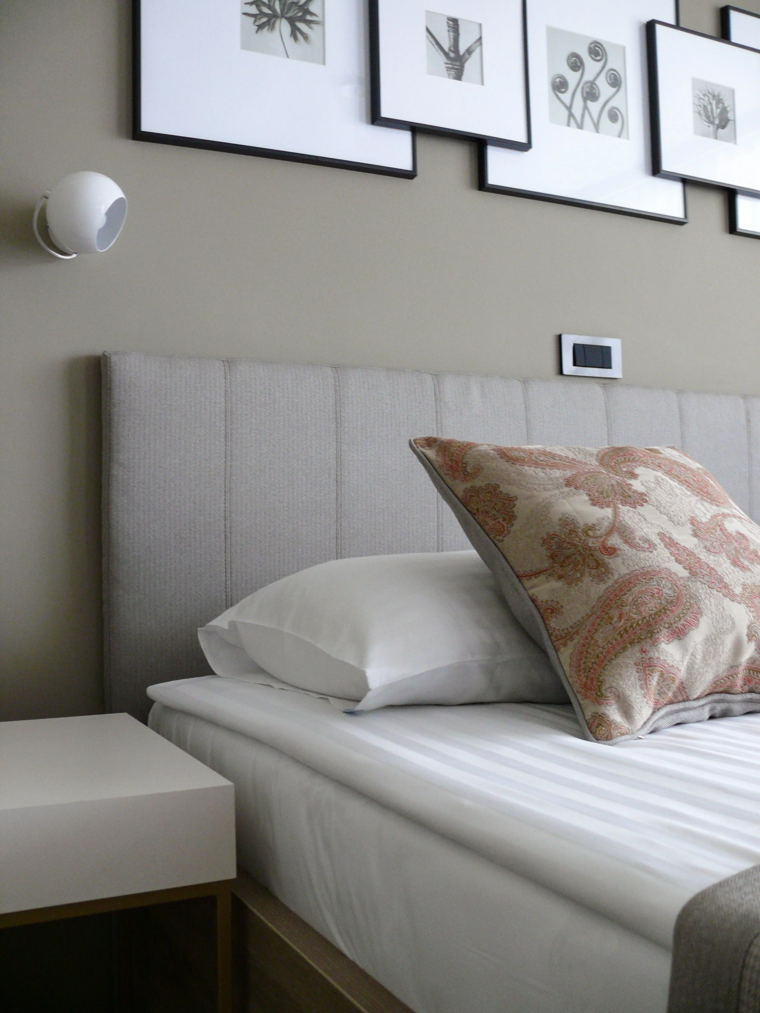 Bedroom 1 headbaord detail, Hotel Rikli suites Bled Slovenia