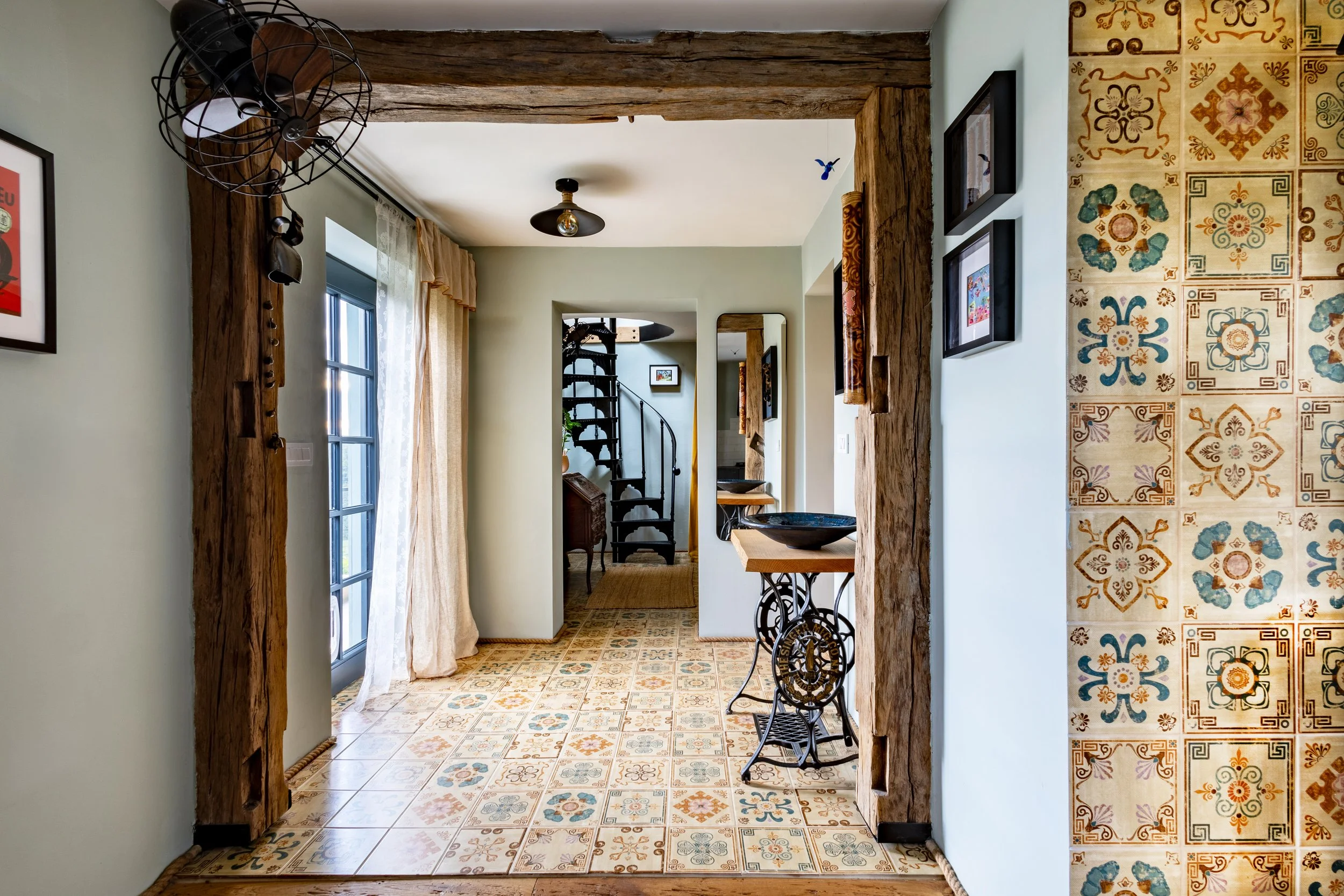 Antique table entrance hall vineyard cottage Slovenia