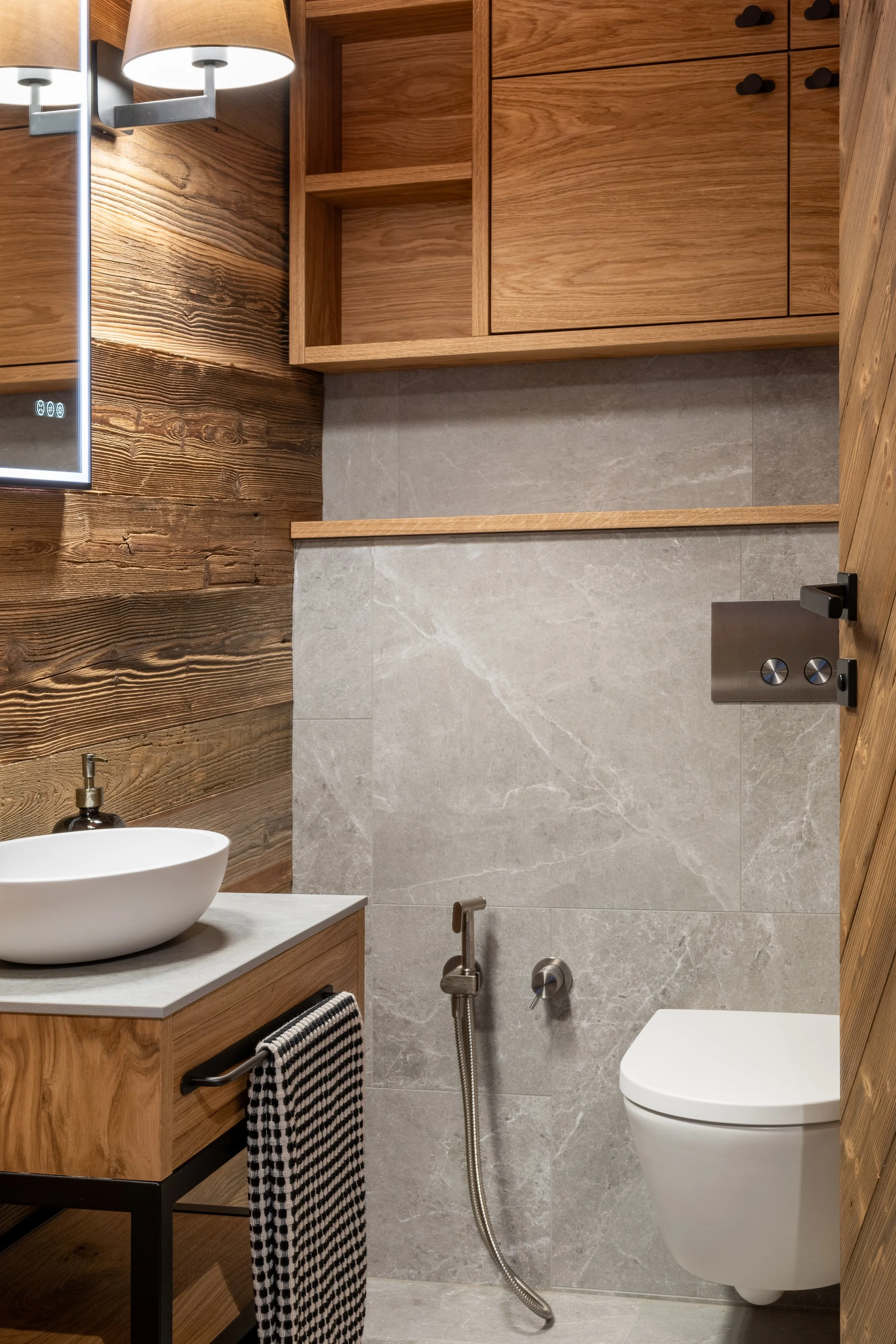 Mountain chalet powder room detail Julian Alps